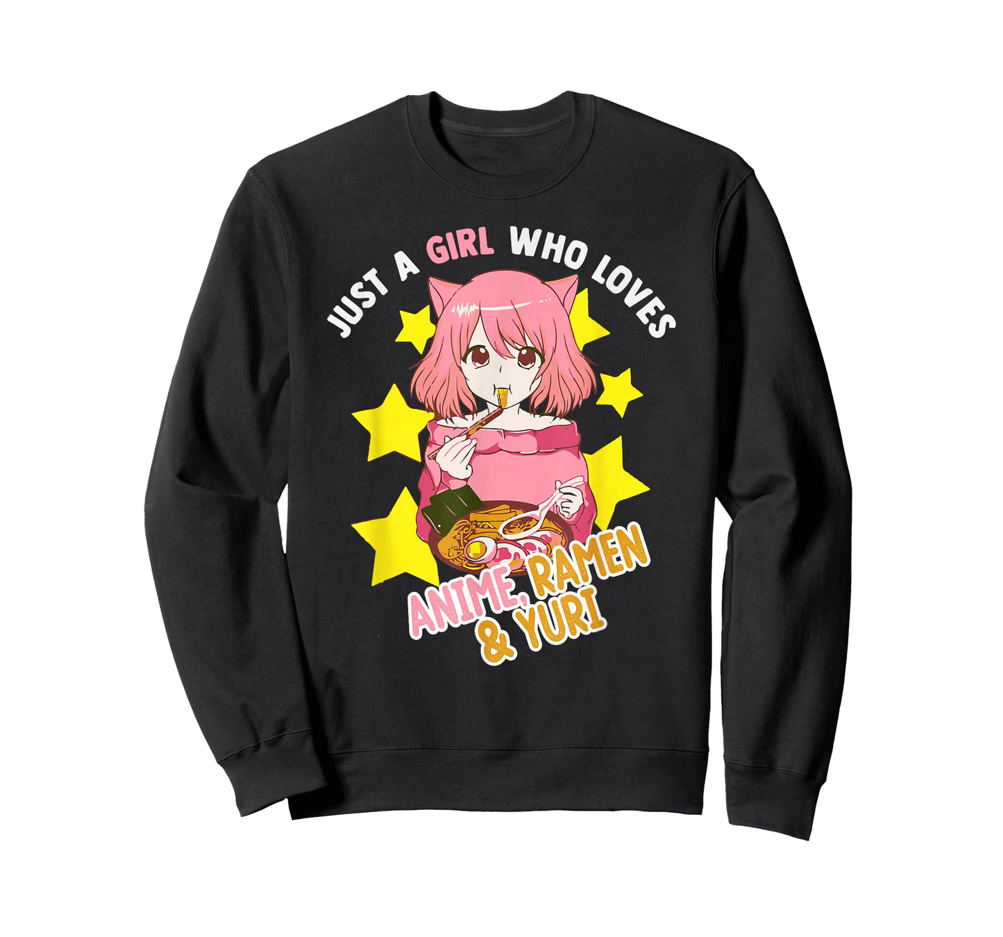 Just A Girl Who Loves Anime Ramen Yuri Lesbian Otaku Weeb T-Shirt
