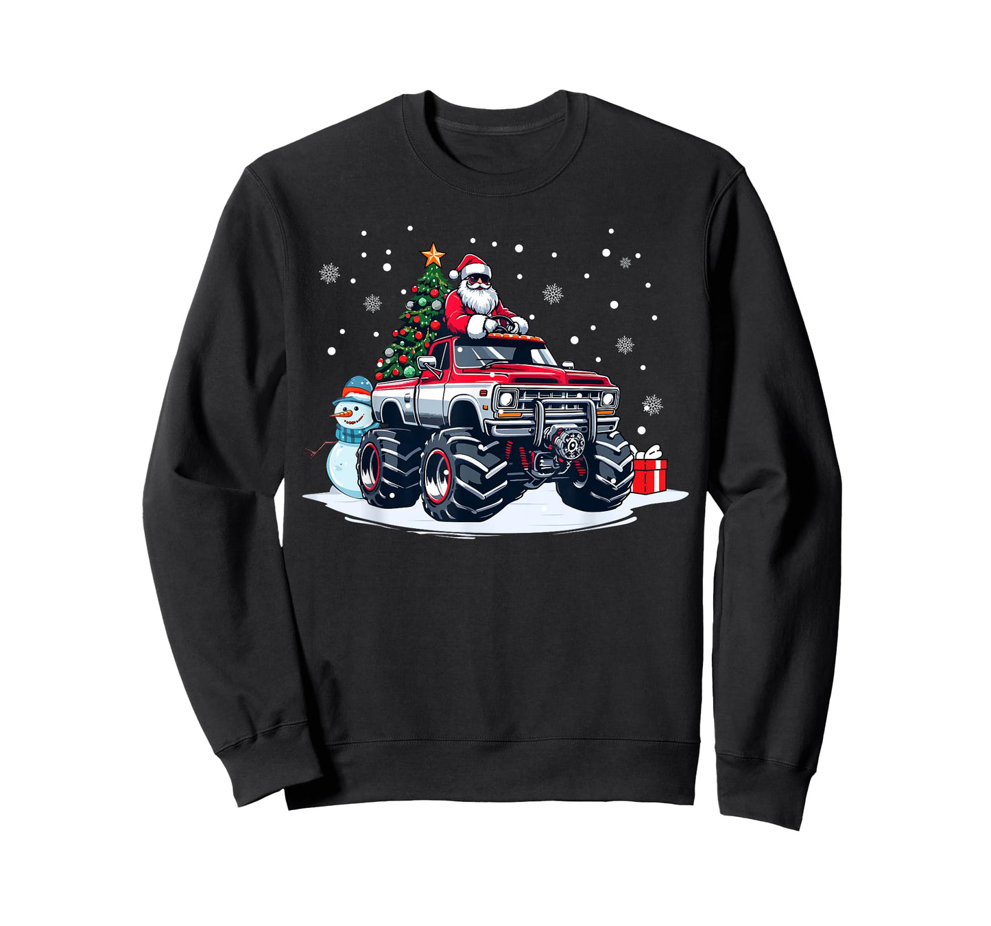 Funny Christmas Santa Monster Truck Youth Boys Kids T-Shirt