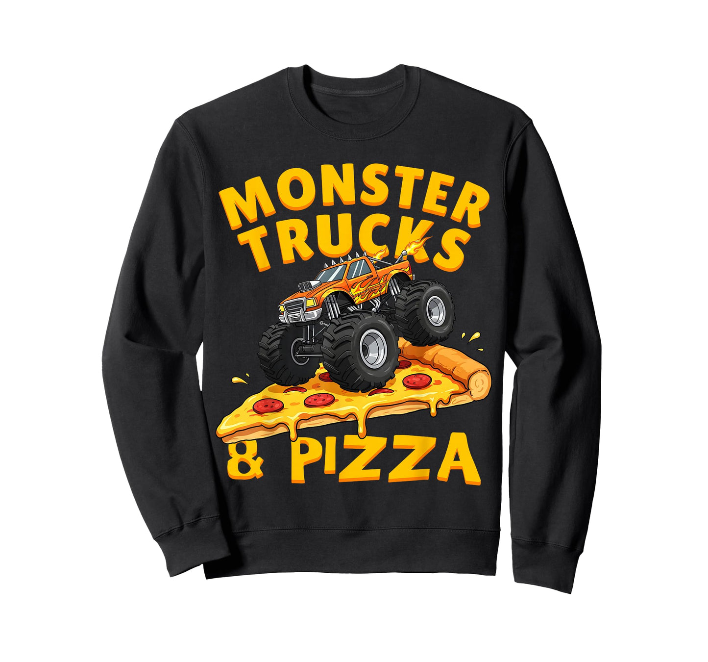 Monster Trucks and Pizza Funny Monster Truck Kids Adults T-Shirt