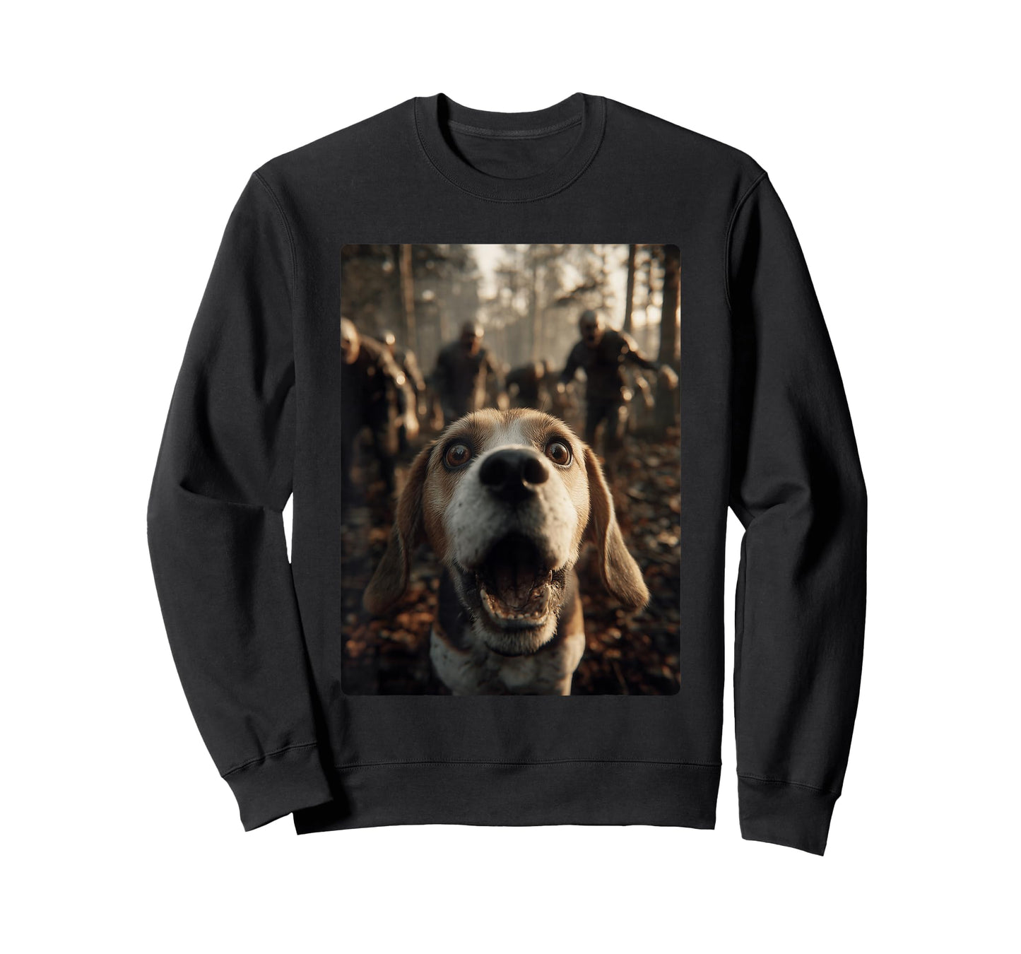 Funny Beagle Selfie with Zombies Creepy Forest Halloween Dog T-Shirt