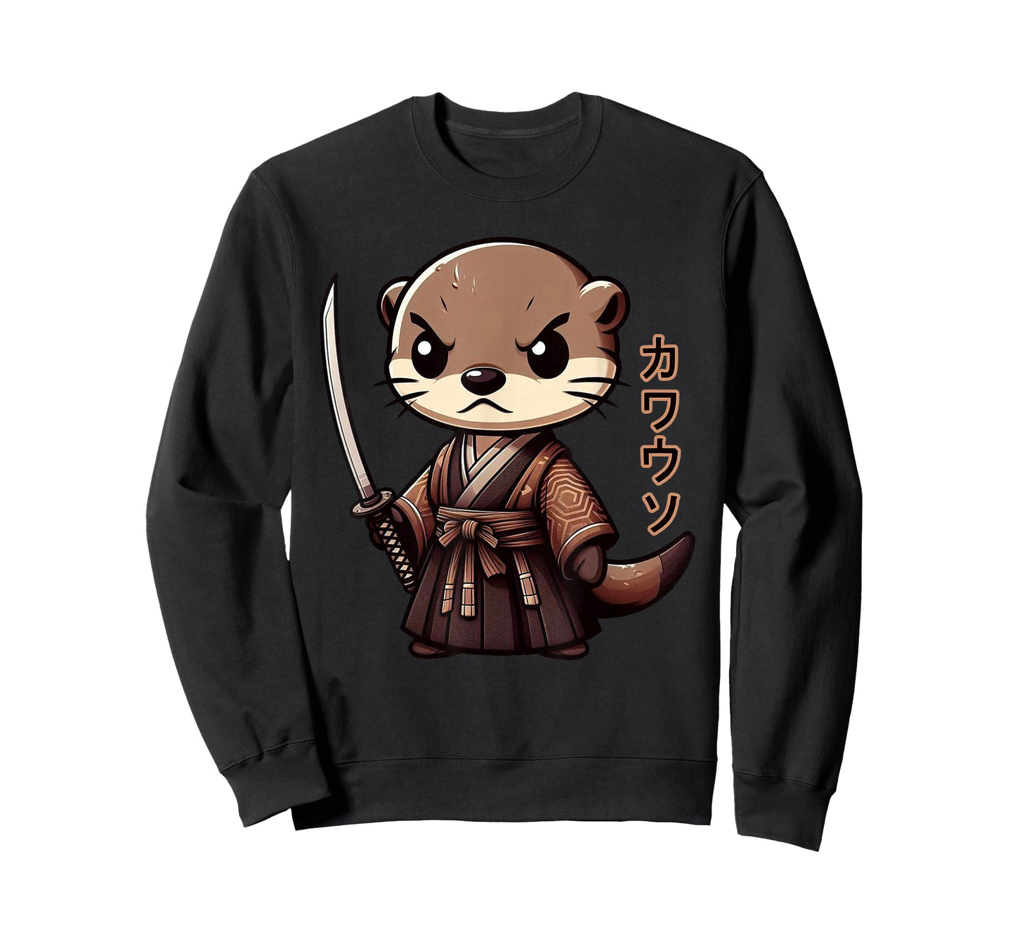 Japanese Samurai Otter Kawaii Art Otaku Japanese Ninja Kanji T-Shirt