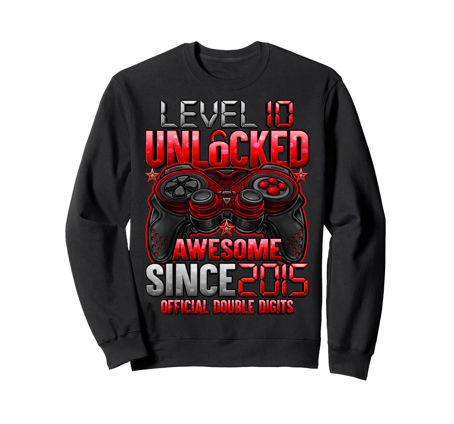 Official Double Digits Level 10 Unlocked 10th Birthday Boy T-Shirt