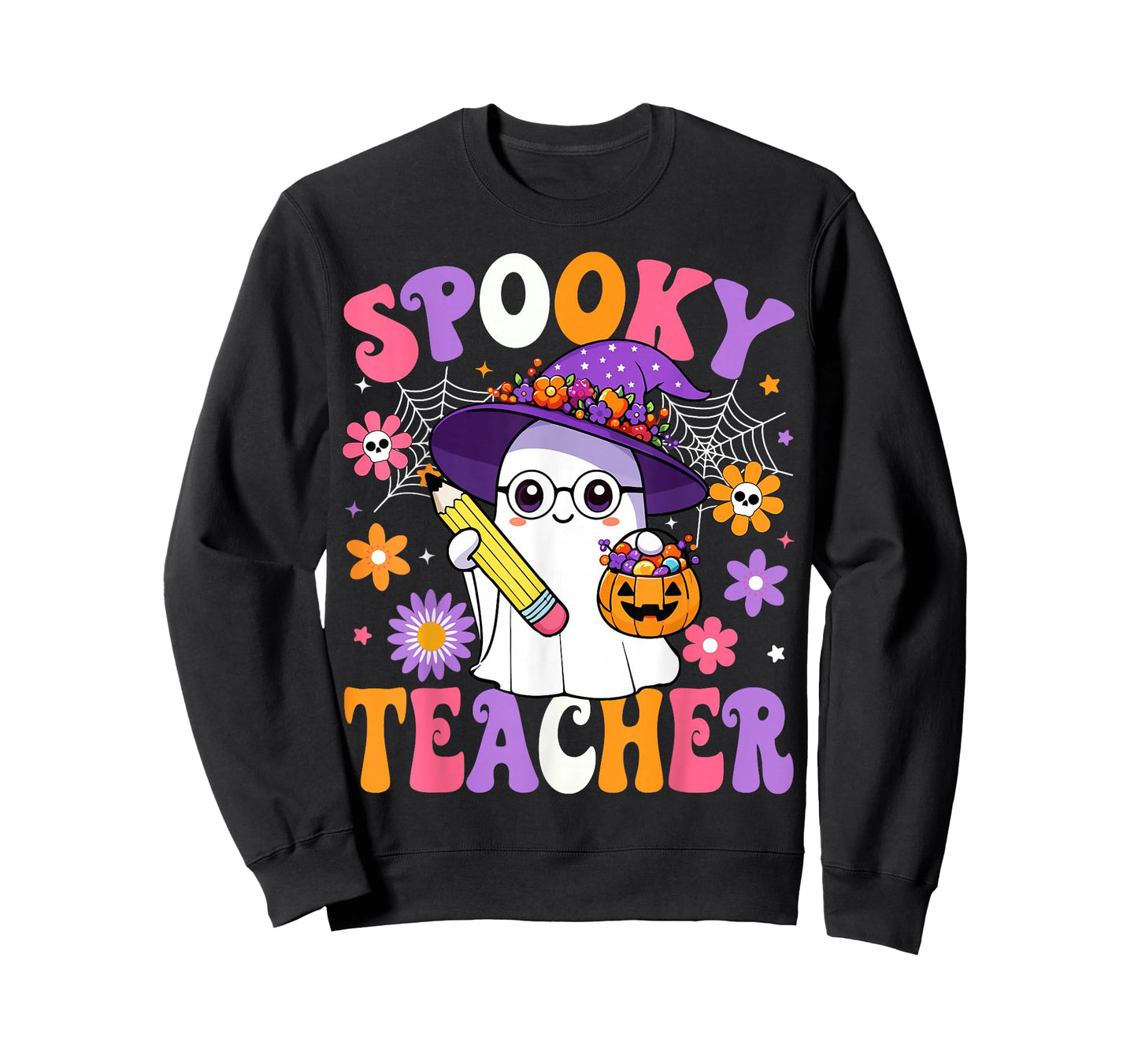 Trick Or Teach Spooky Teacher Ghost Funny Halloween Teacher T-Shirt