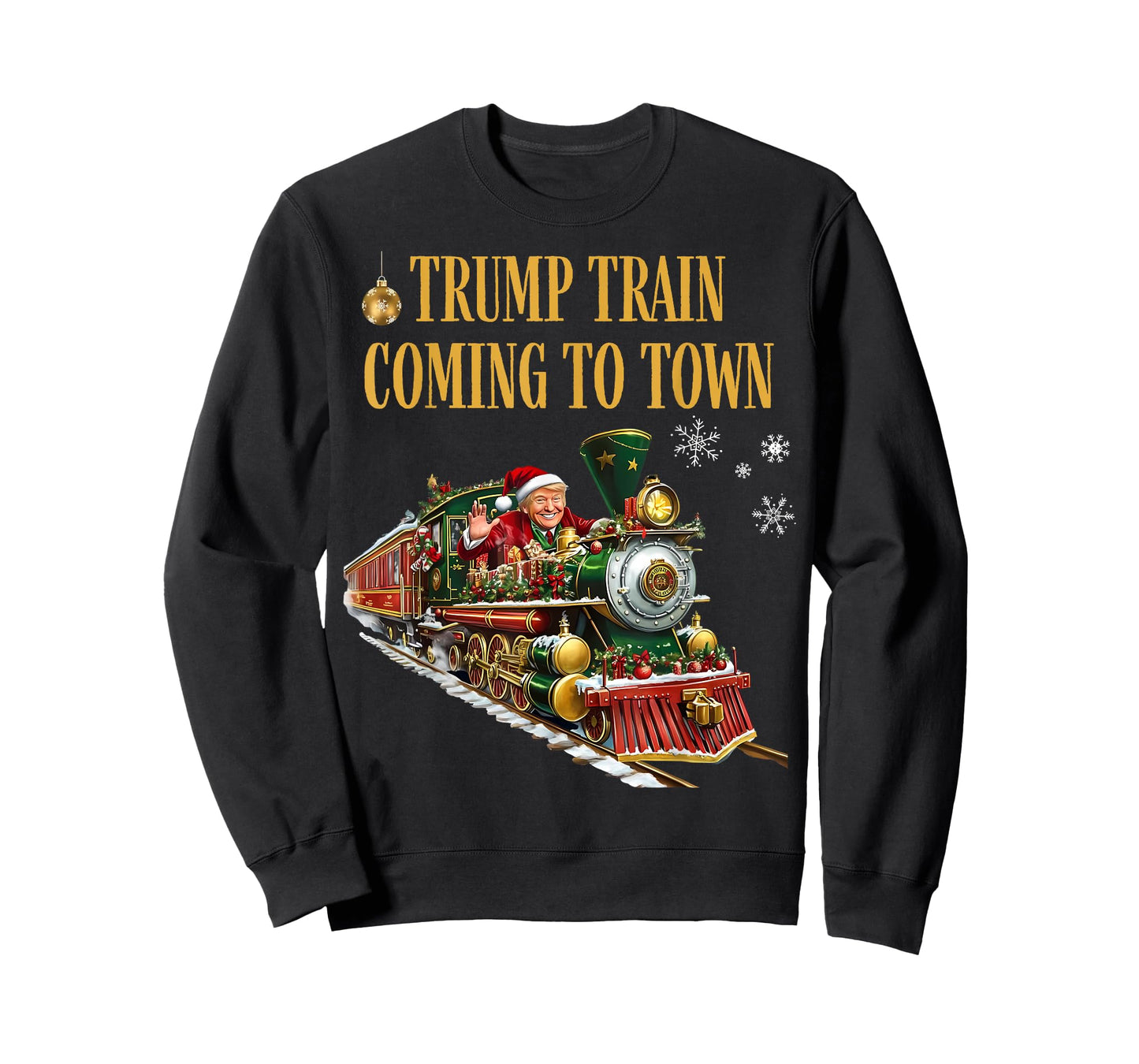 Trump Train Coming to Town Funny Christmas Santa Claus Trump T-Shirt