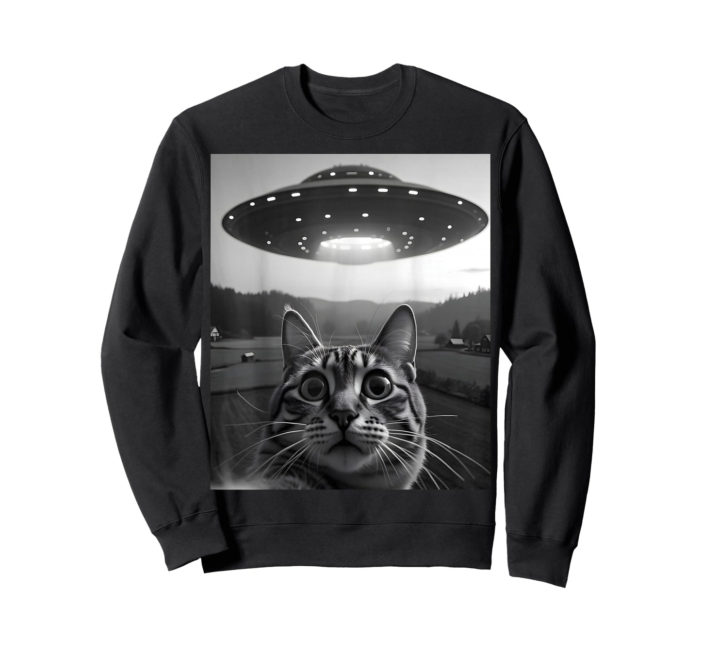Cat Selfie With Alien UFO Funny Cat T-Shirt