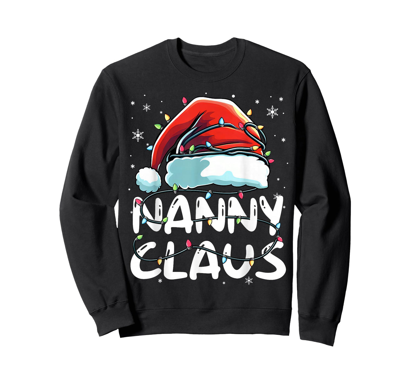 Nanny Claus Christmas Lights Matching Family Xmas Pajama T-Shirt