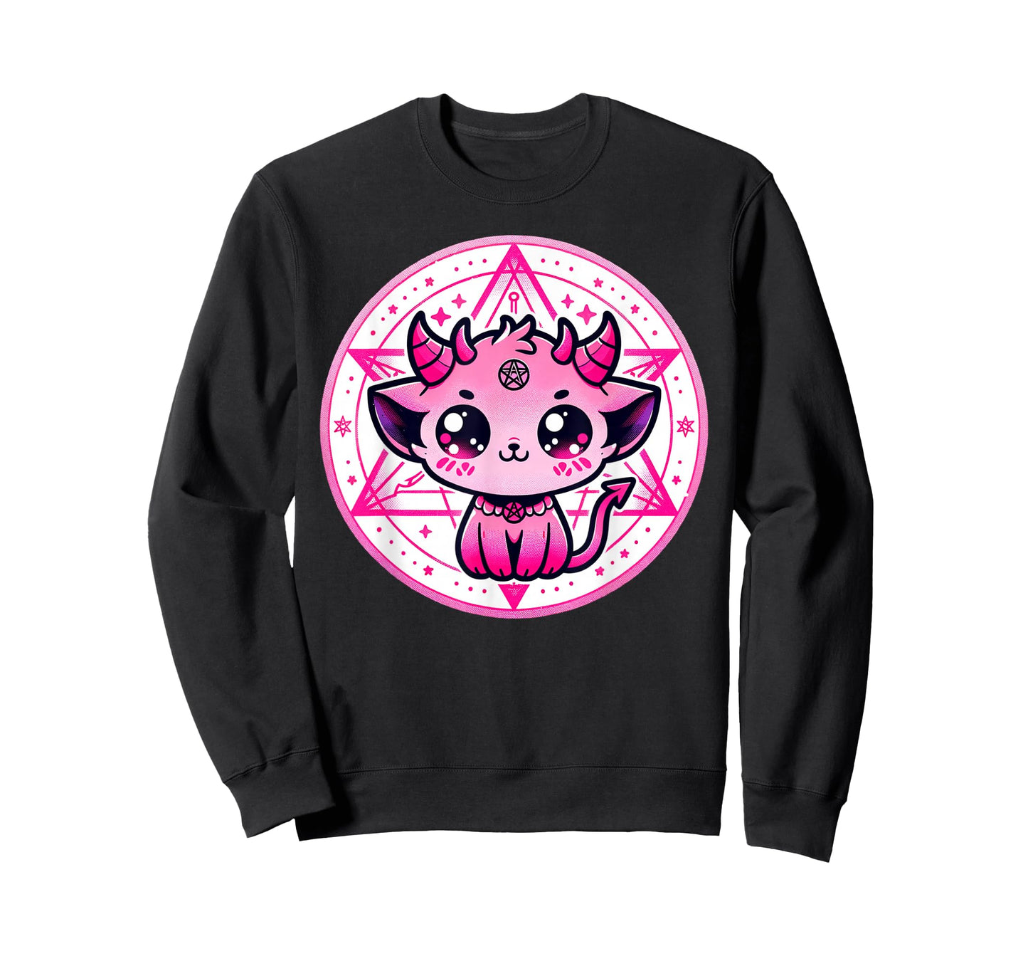 Cute Baphomet Satanic Cat and Artistic Gothic Kawaii Demon T-Shirt