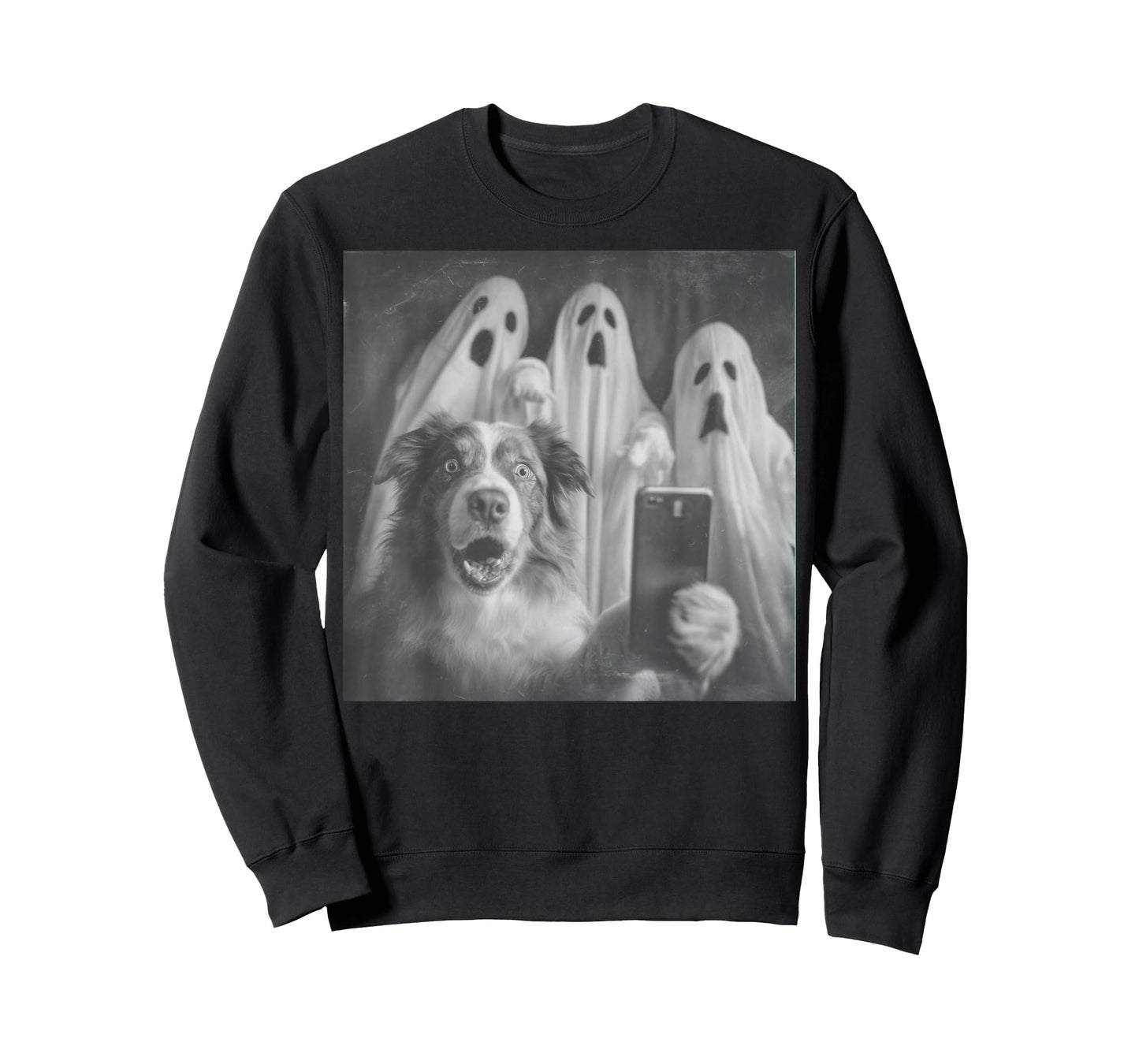 Australian Shepherd Selfie Funny Ghost Halloween T-Shirt