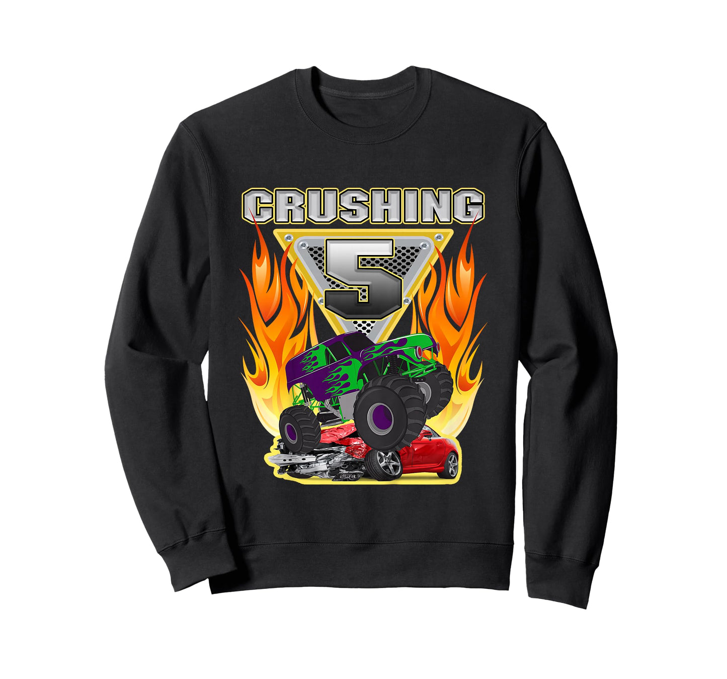 Monster Truck Crushing being 5 Five Years Old 5th Birthday T-Shirt