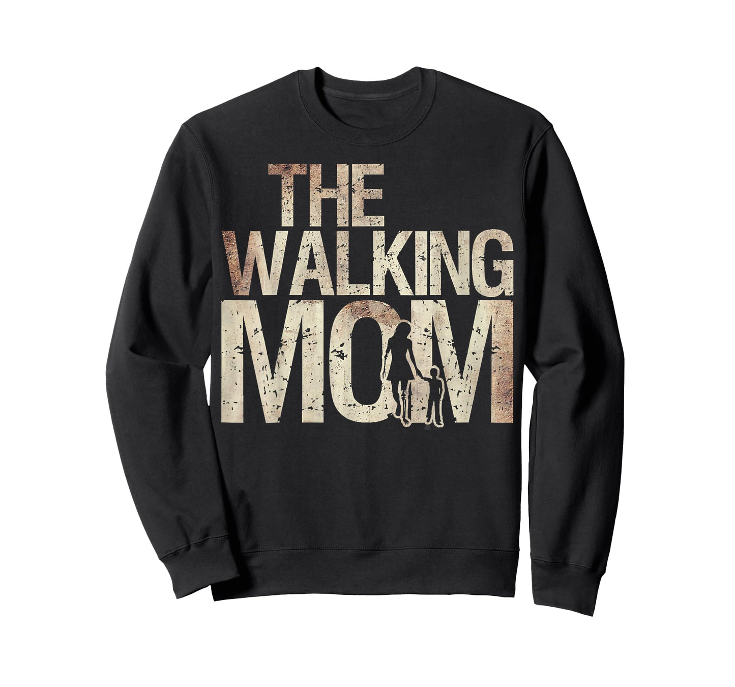 Womens Walking Mom Zombie Woman And Kid Mother's Day tee T-Shirt