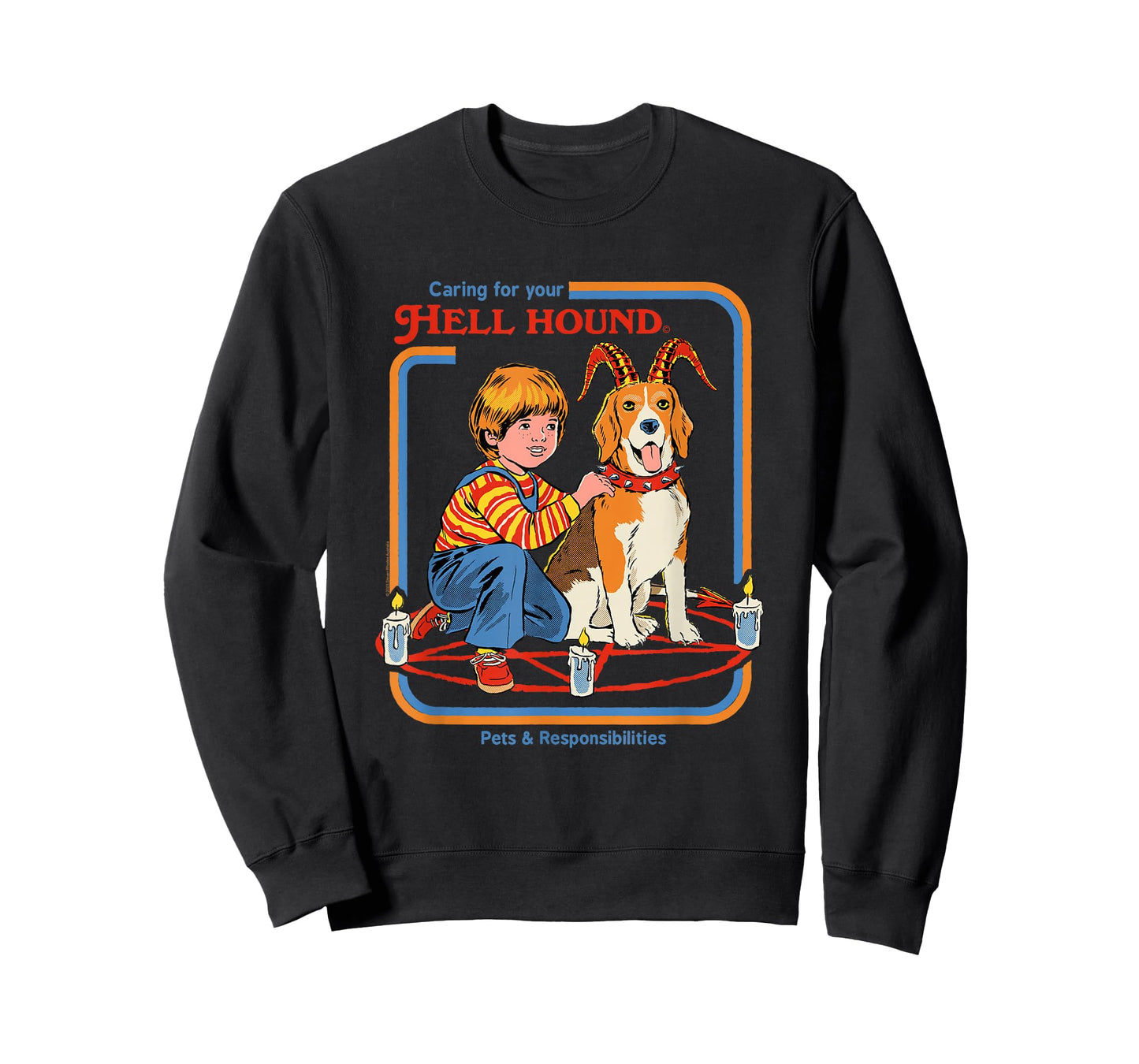 Steven Rhodes Caring for Your Hell Hound Retro Dark Humor T-Shirt