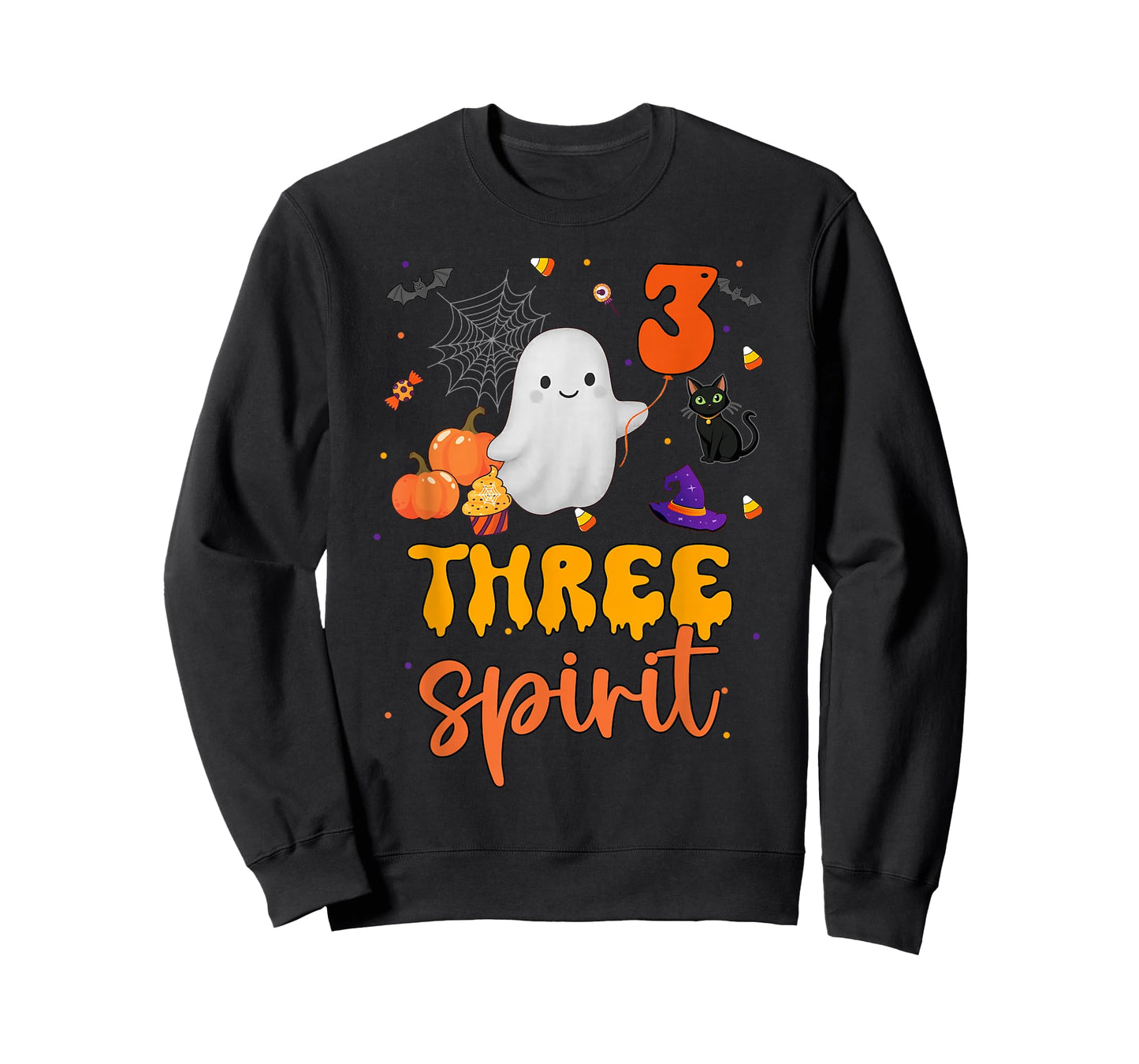 Three Spirit Ghost Pumpkins Cat Halloween 3rd Birthday Boy T-Shirt