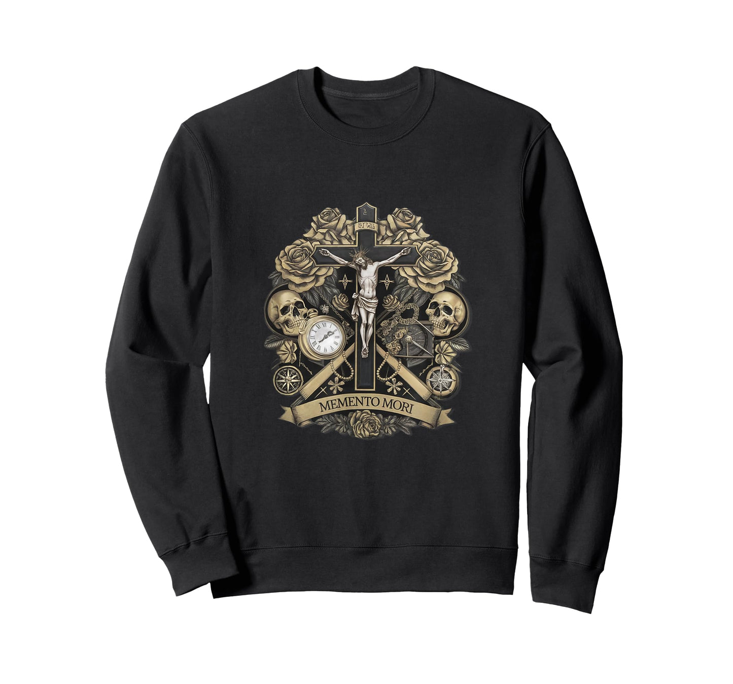 Memento Mori Catholic Crucifix Traditional Latin Mass Skull T-Shirt