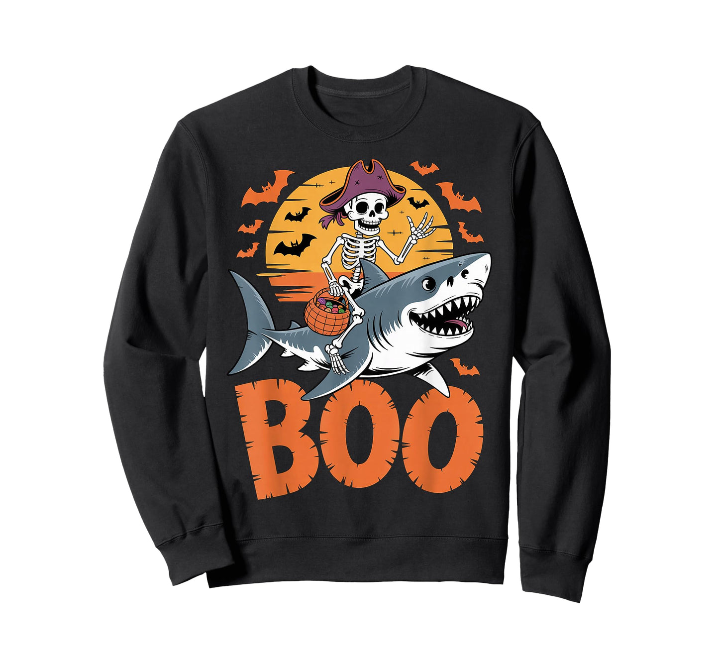 Spooky Shark Costume on Boo Great White Shark Halloween T-Shirt