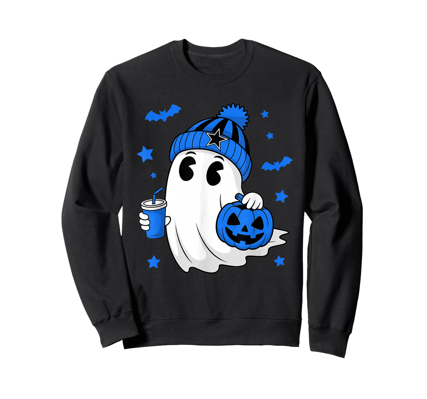 Vintage Dallas Ghost Cute Ghost Halloween Blue Pumpkin T-Shirt