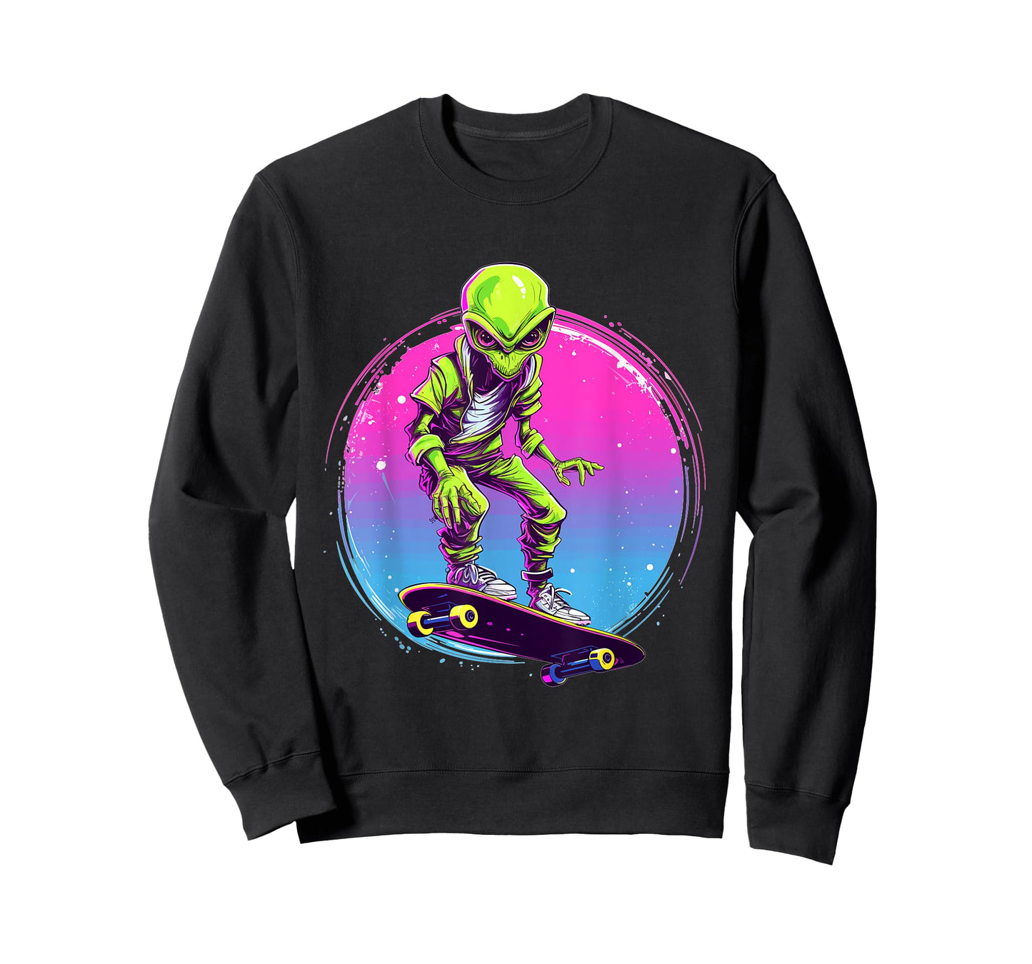 Great Skateboarding Shirts Alien Skater - Skateboard Skater Unisex-Adults, Kids T-Shirt Black Short Sleeve Classic Fit