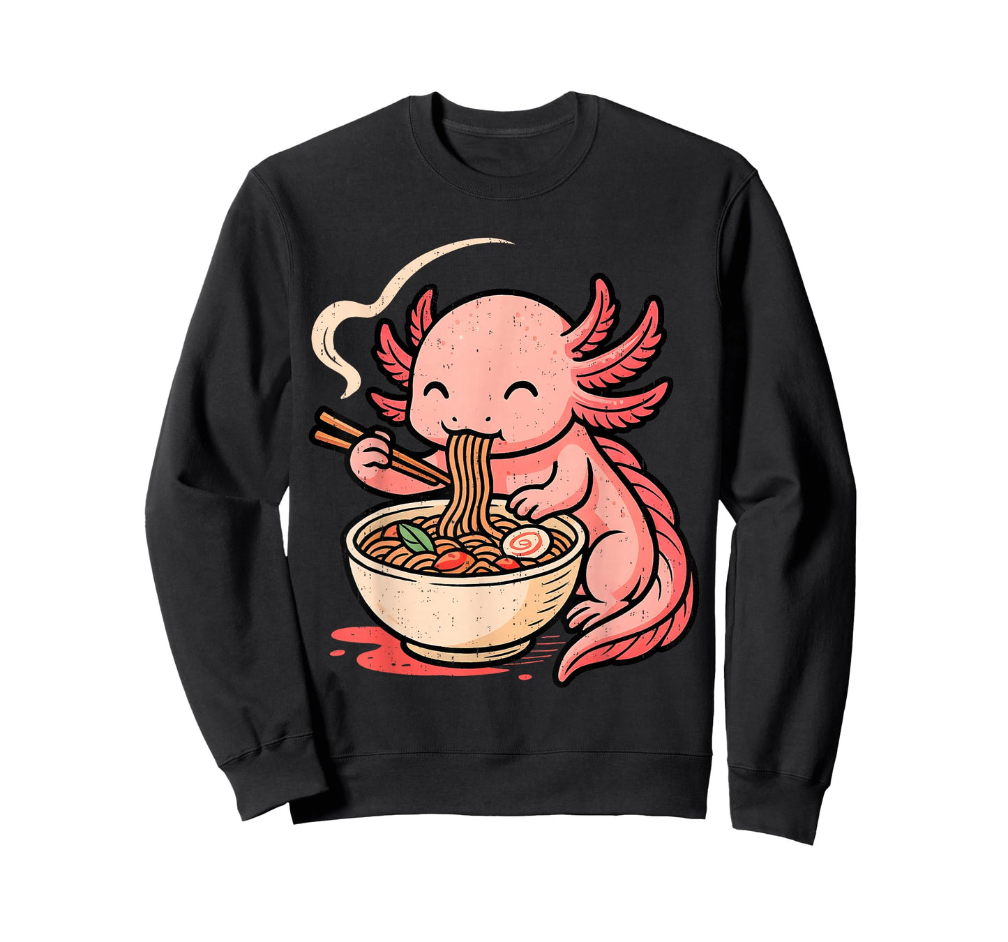 Funny Axolotl Noodle Anime Kawaii Animal Eating Ramen T-Shirt