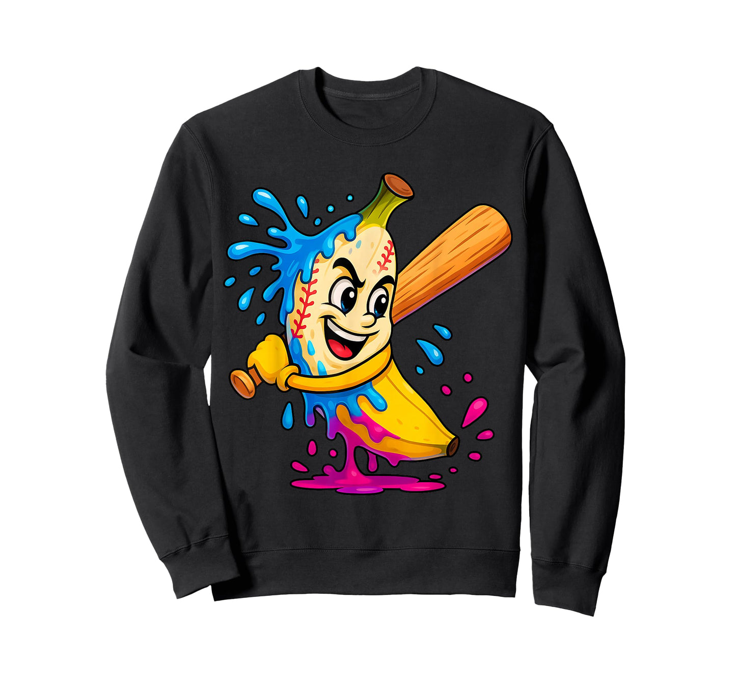 Funny Banana Baseball Ice Cream Drip Fruit Sport Player T-Shirt