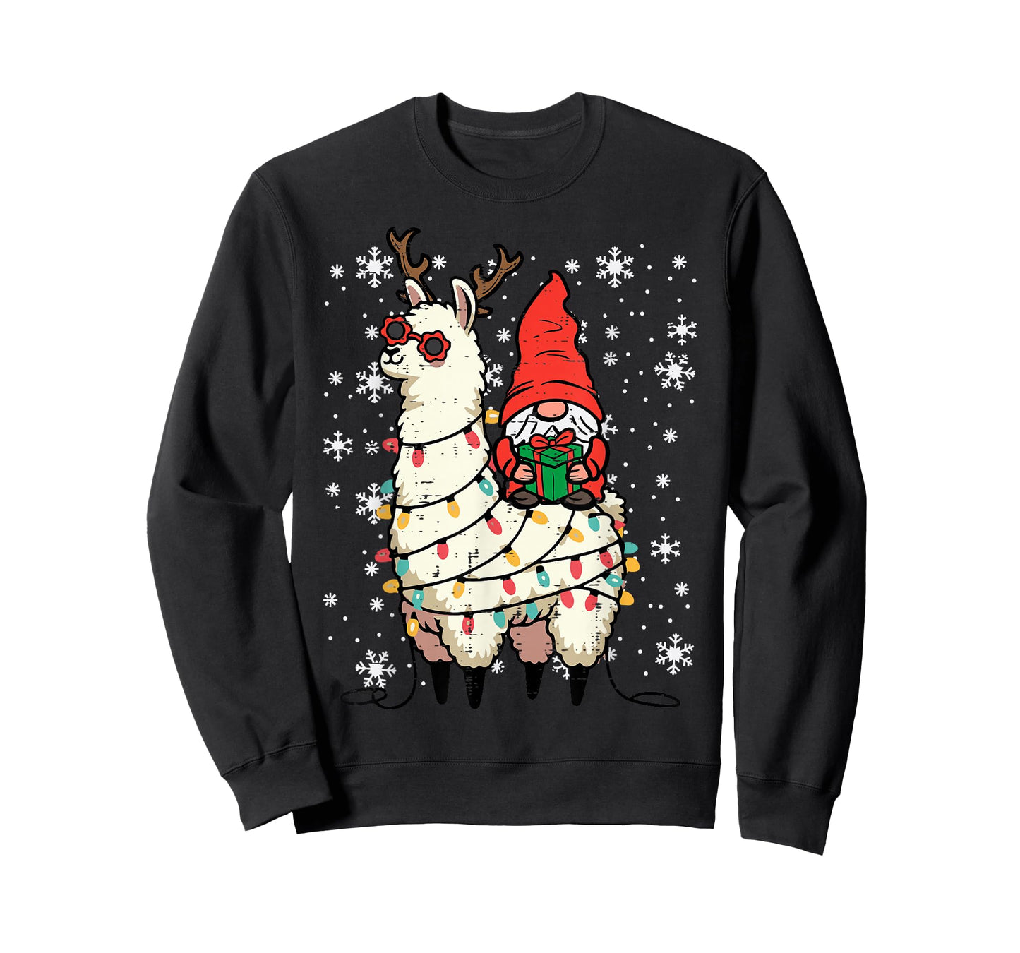 Christmas Gnome On Llama Xmas Alpaca Boys Kids Men Women T-Shirt