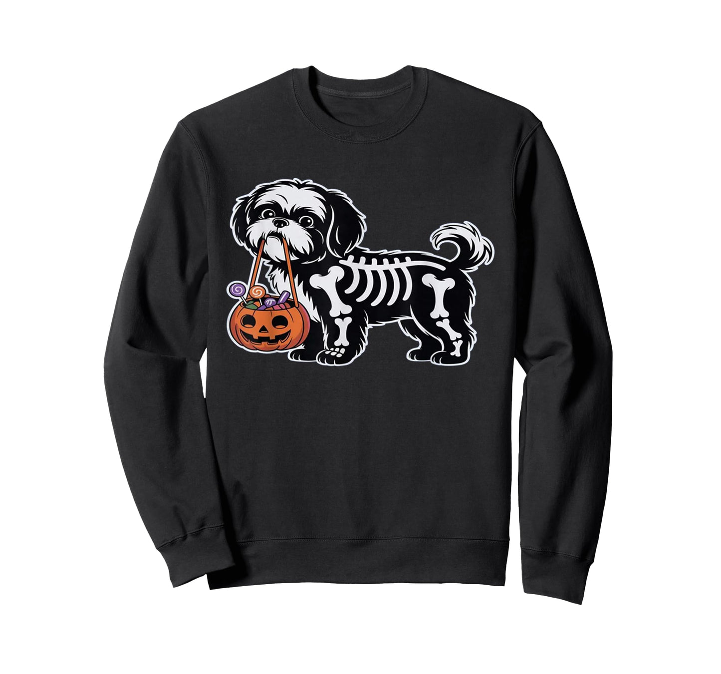 Halloween Slinky Shih Tzu Skeleton Dog Trick or Treat T-Shirt