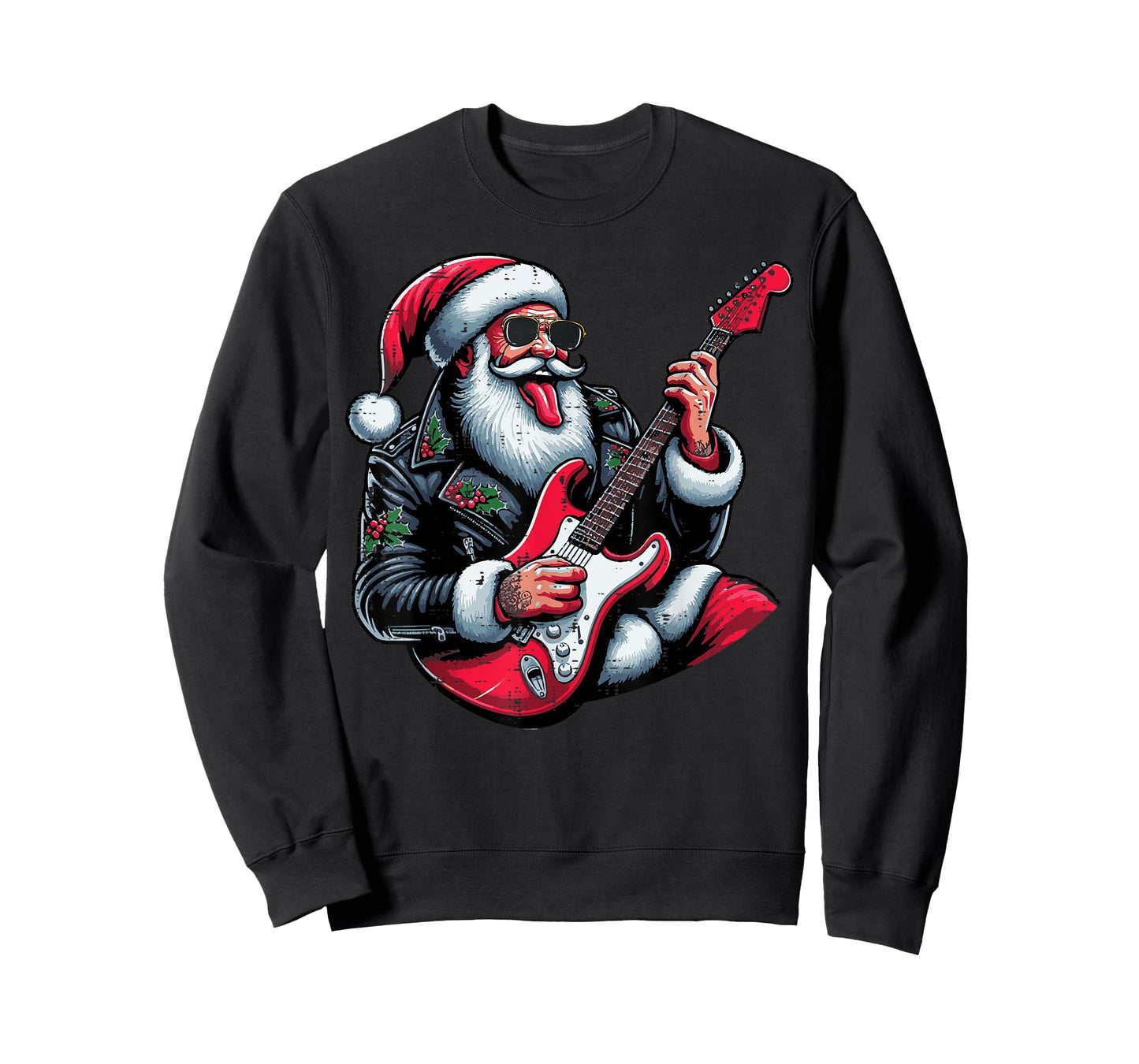 Christmas Rocker Santa Guitar Xmas Rock Music Men Boys Kids T-Shirt