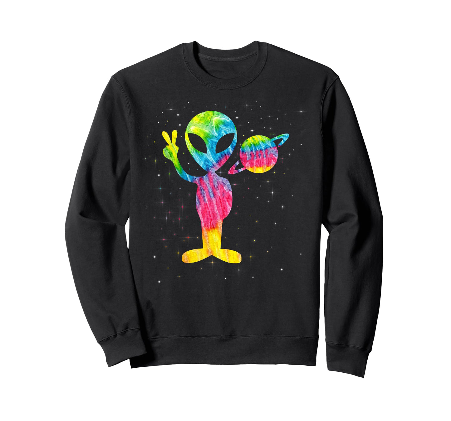 Vintage 1970s Tie Dye Groovy Alien Peace Retro T-Shirt