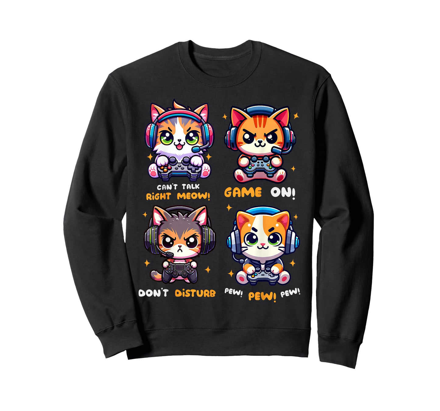 Gamer Cat Funny Gaming Video Games Pew Boys Girls Kids Teens T-Shirt