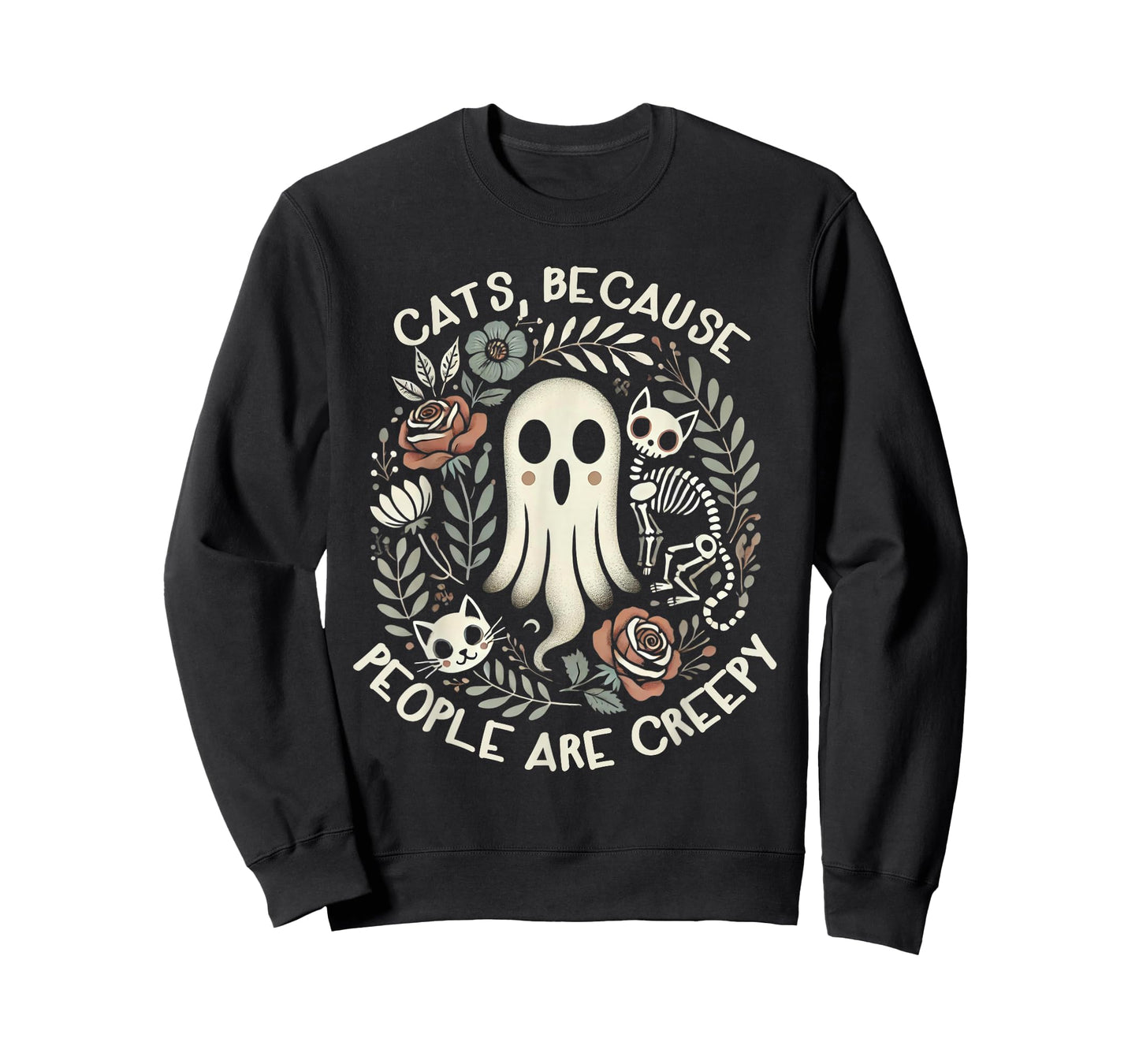 Retro Cats Because People Are Creepy Shirt Halloween T-Shirt