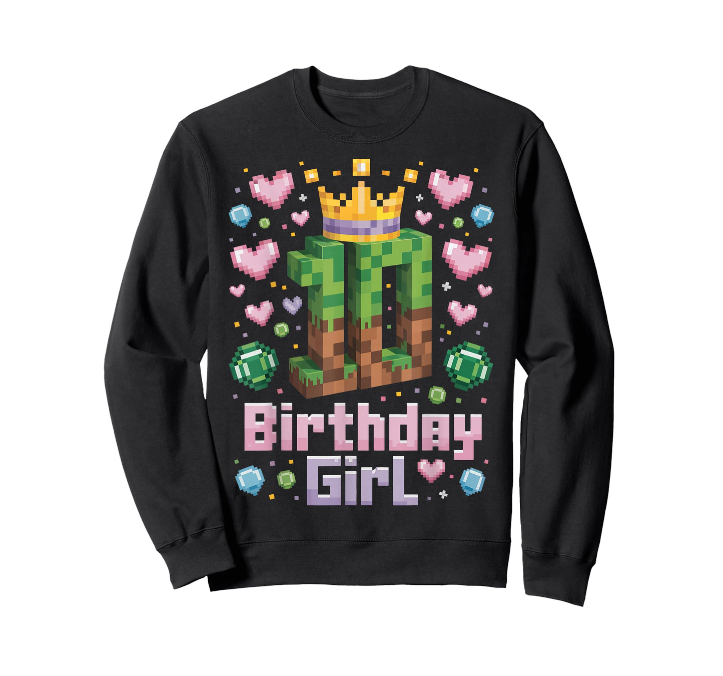 10th Birthday Girl Shirt Gaming Pixel Party 10 Year Old T-Shirt