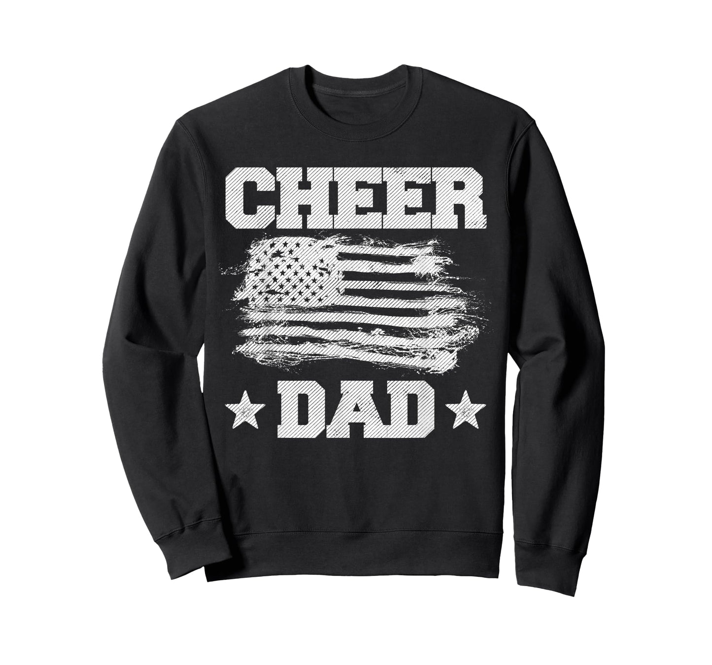 Cheer Dad Vintage American Flag Father Cheerleader Squad Men T-Shirt