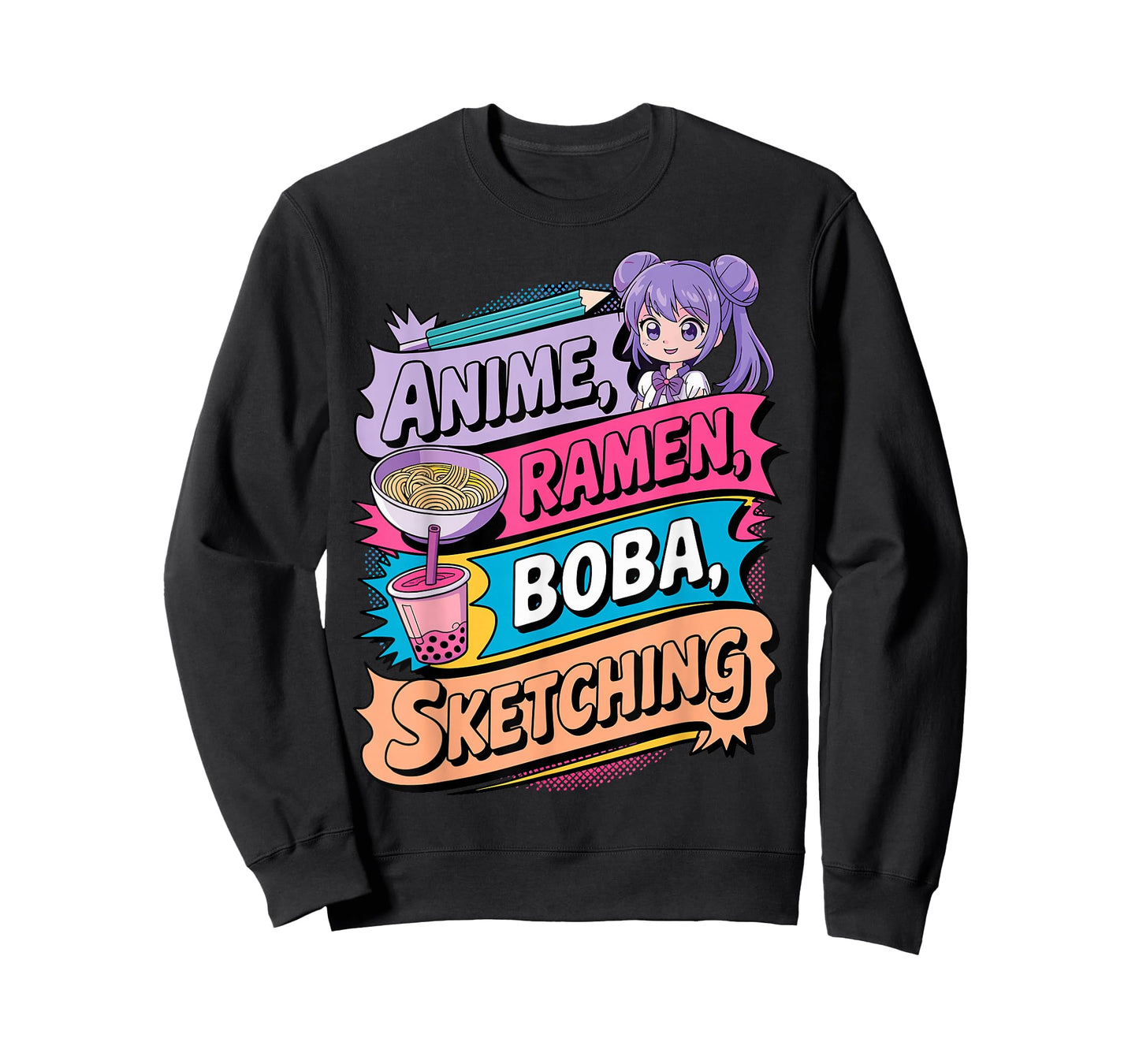 Anime Ramen Boba & Sketching Funny Noodle Japanese Kawaii T-Shirt