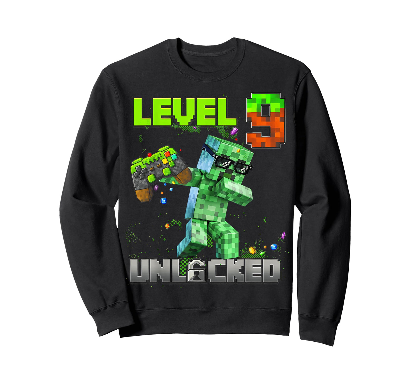 Level 9 Unlocked Funy Birthday Boy Pixel Gamer 9th Birthday T-Shirt