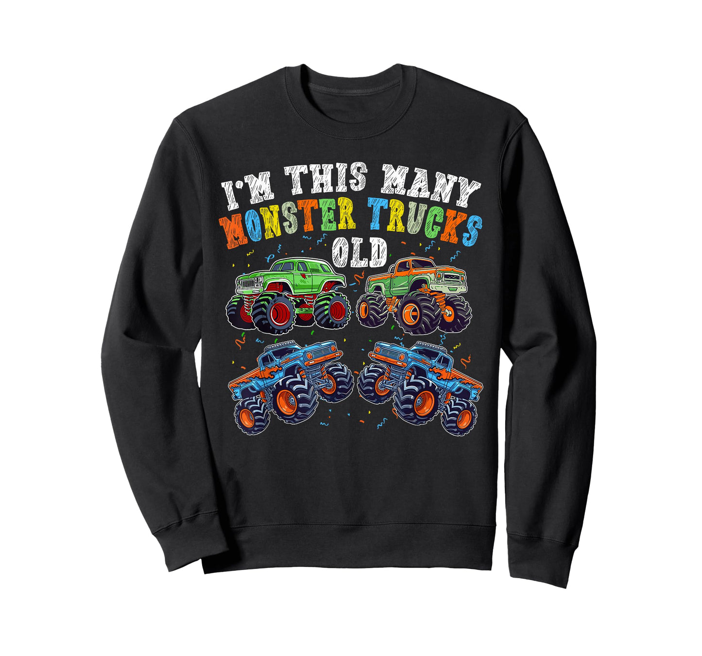 4th Birthday 4 Years Old - I'm This Many Monster Trucks Old T-Shirt