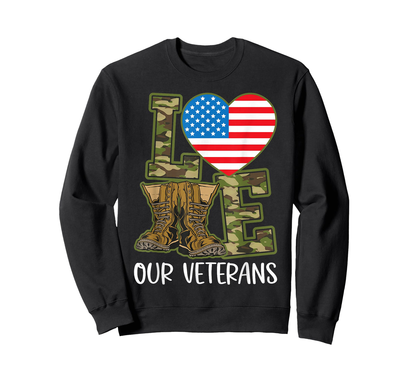 Love Our Veterans Day Proud Military US Flag T-Shirt