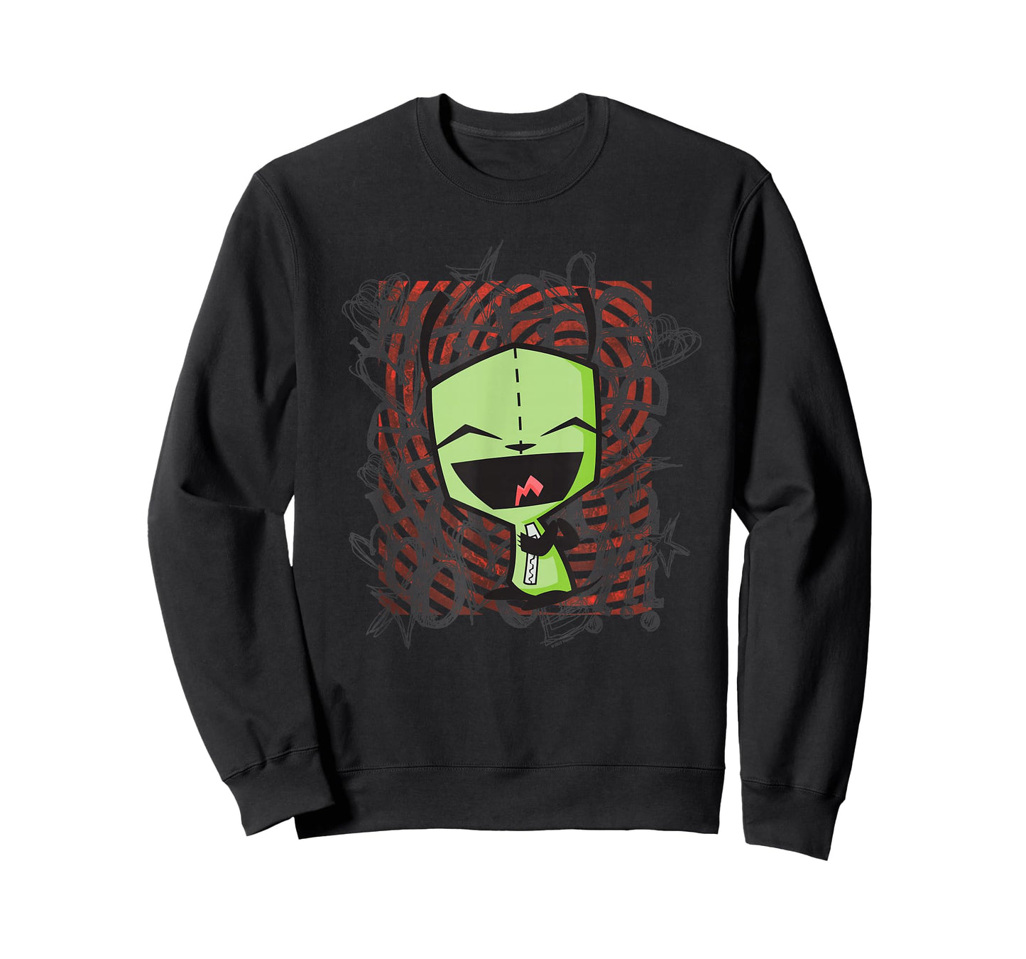 Invader Zim T-Shirt - Women's Black Cartoon Alien Applique T-Shirt - Small