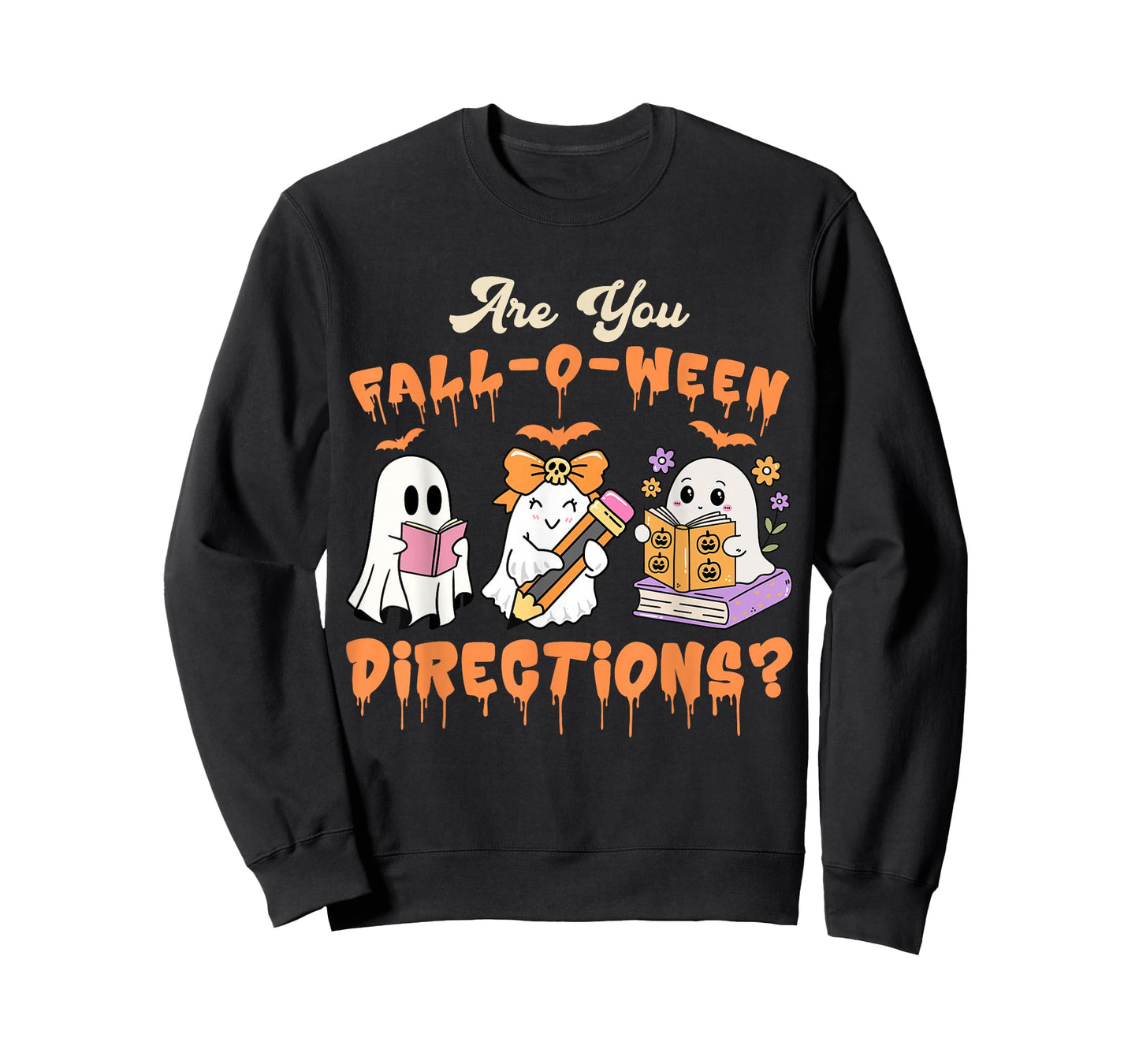 Retro are You Fall O Ween Directions Teacher Halloween Ghost T-Shirt