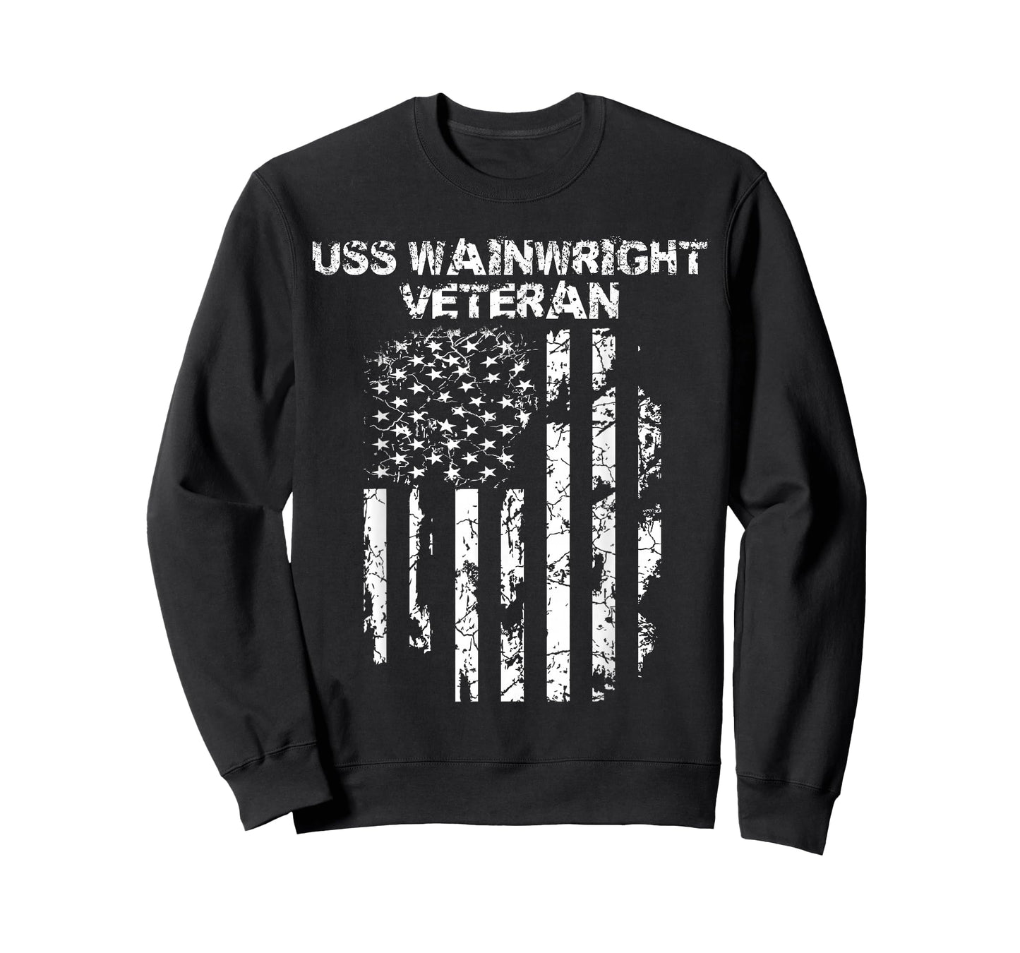 USS Wainwright Military Veteran Distressed USA Flag T-Shirt