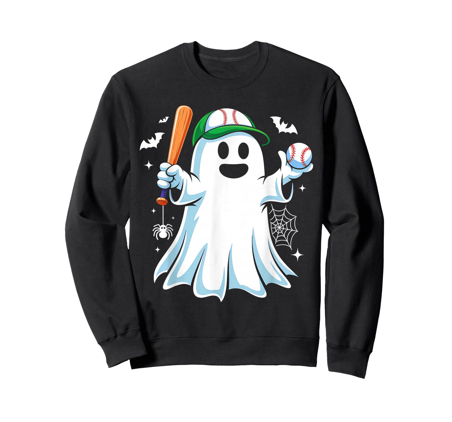 Boo Ghost Playing Baseball Funny Halloween Baseball Costume T-Shirt
