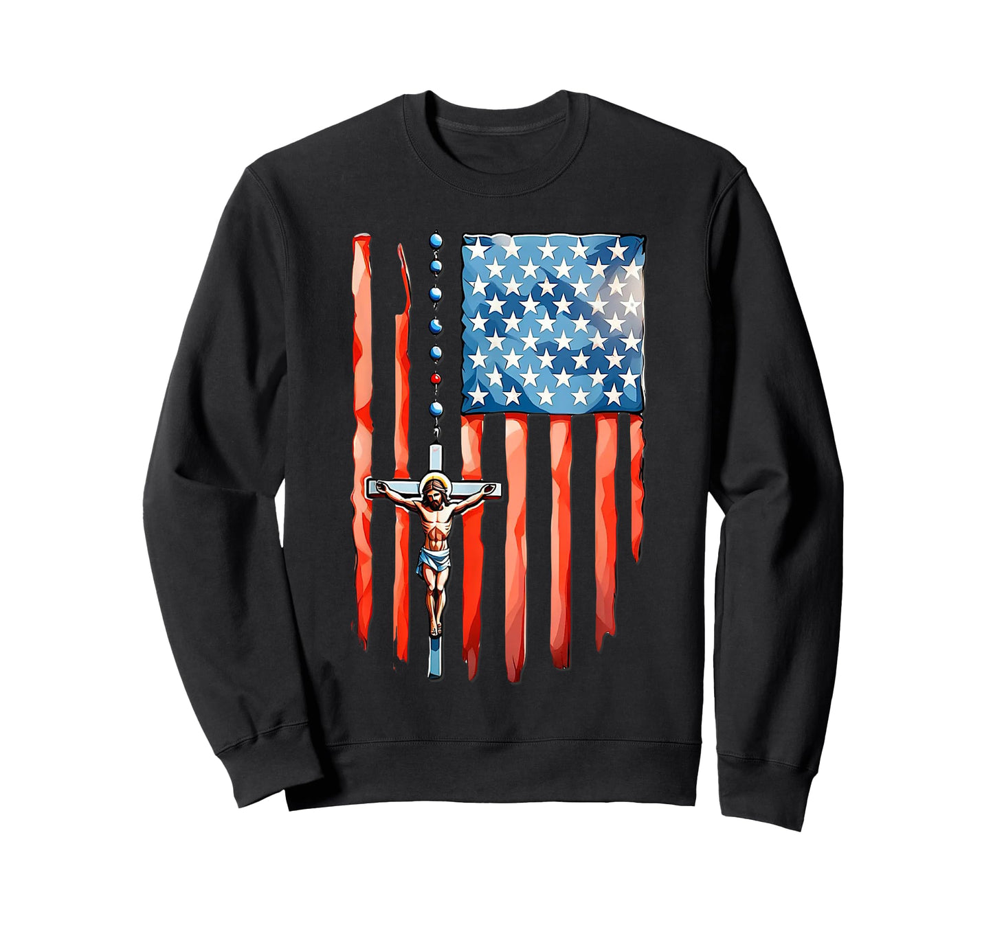 American Flag Rosary Catholic T-Shirt