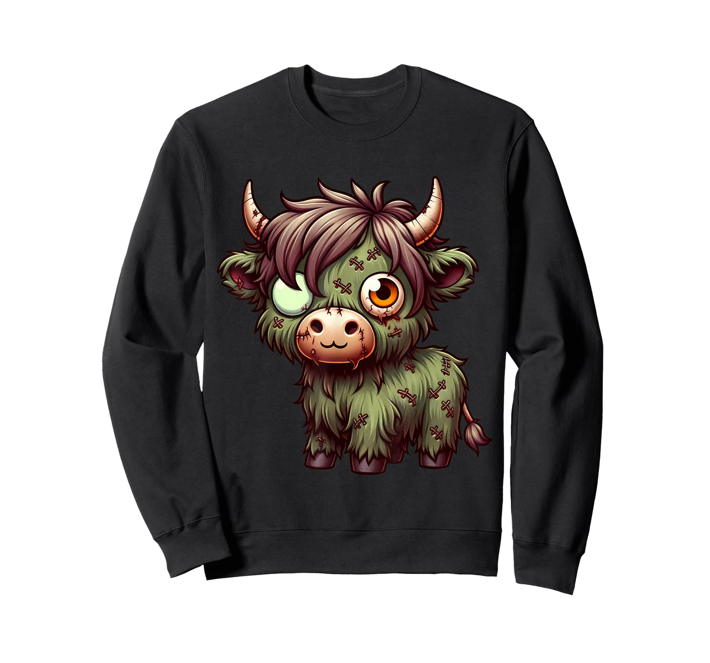 Highland Cow Zombie Halloween Farm Animal Women Girls T-Shirt