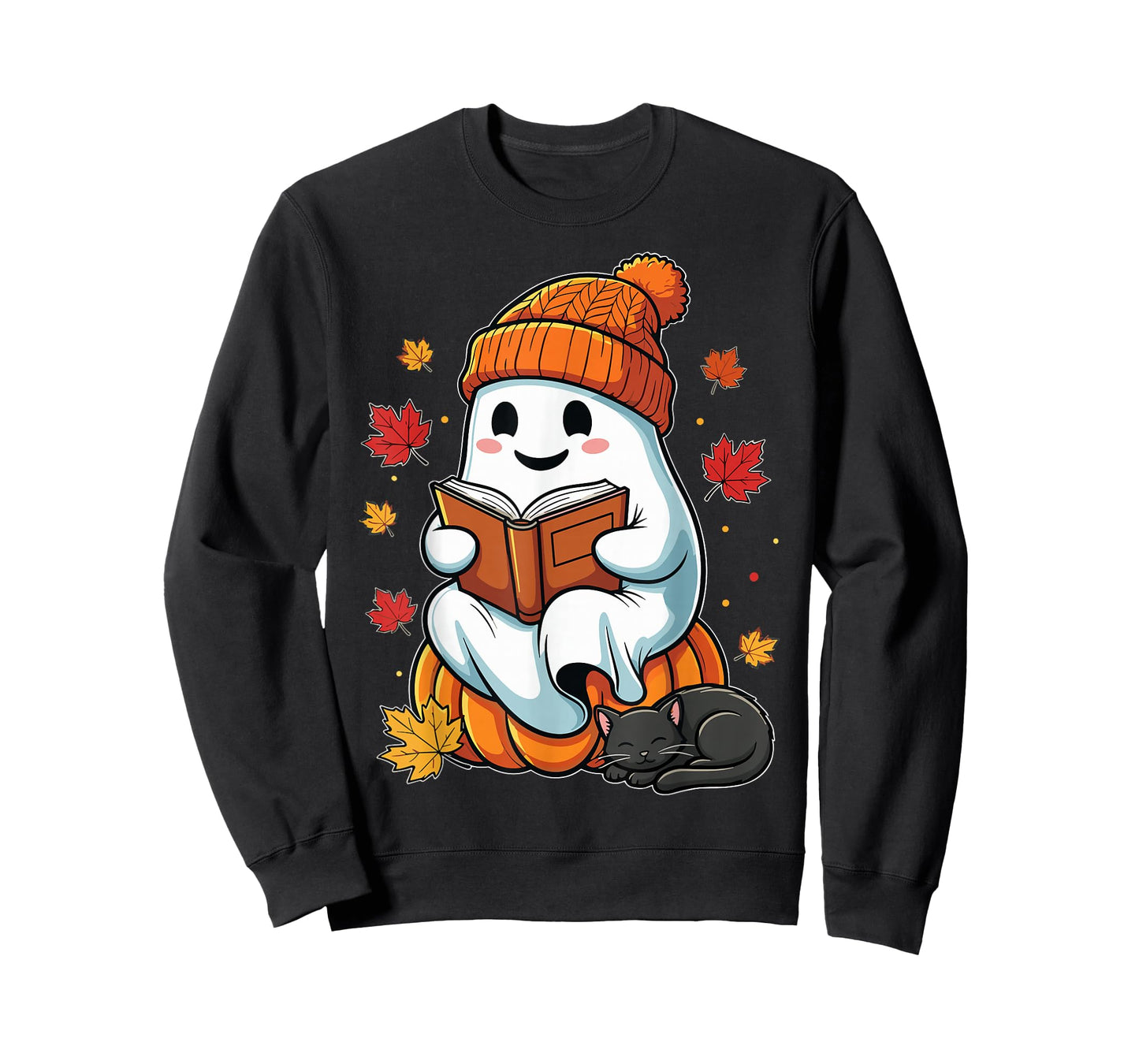 Halloween Ghost Reading Book Autumn T-Shirt