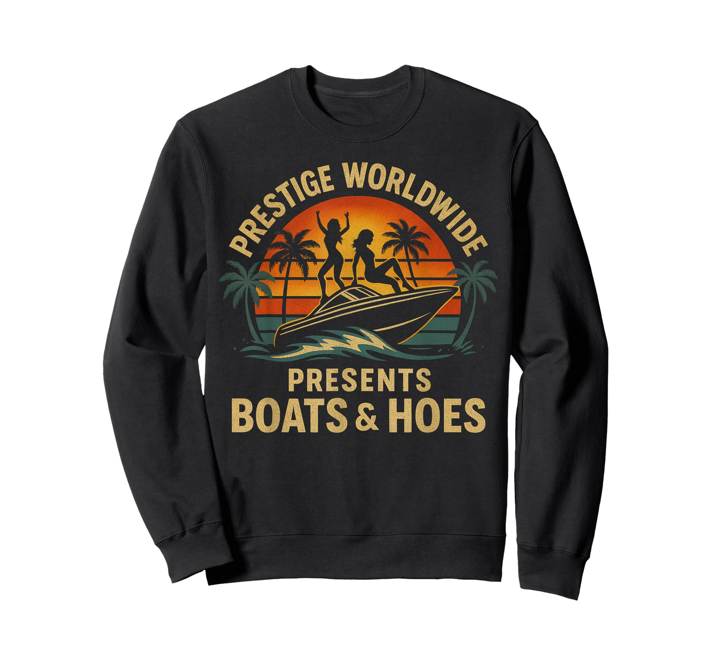 Prestige Worldwide Retro Boats and Hoes Design T-Shirt