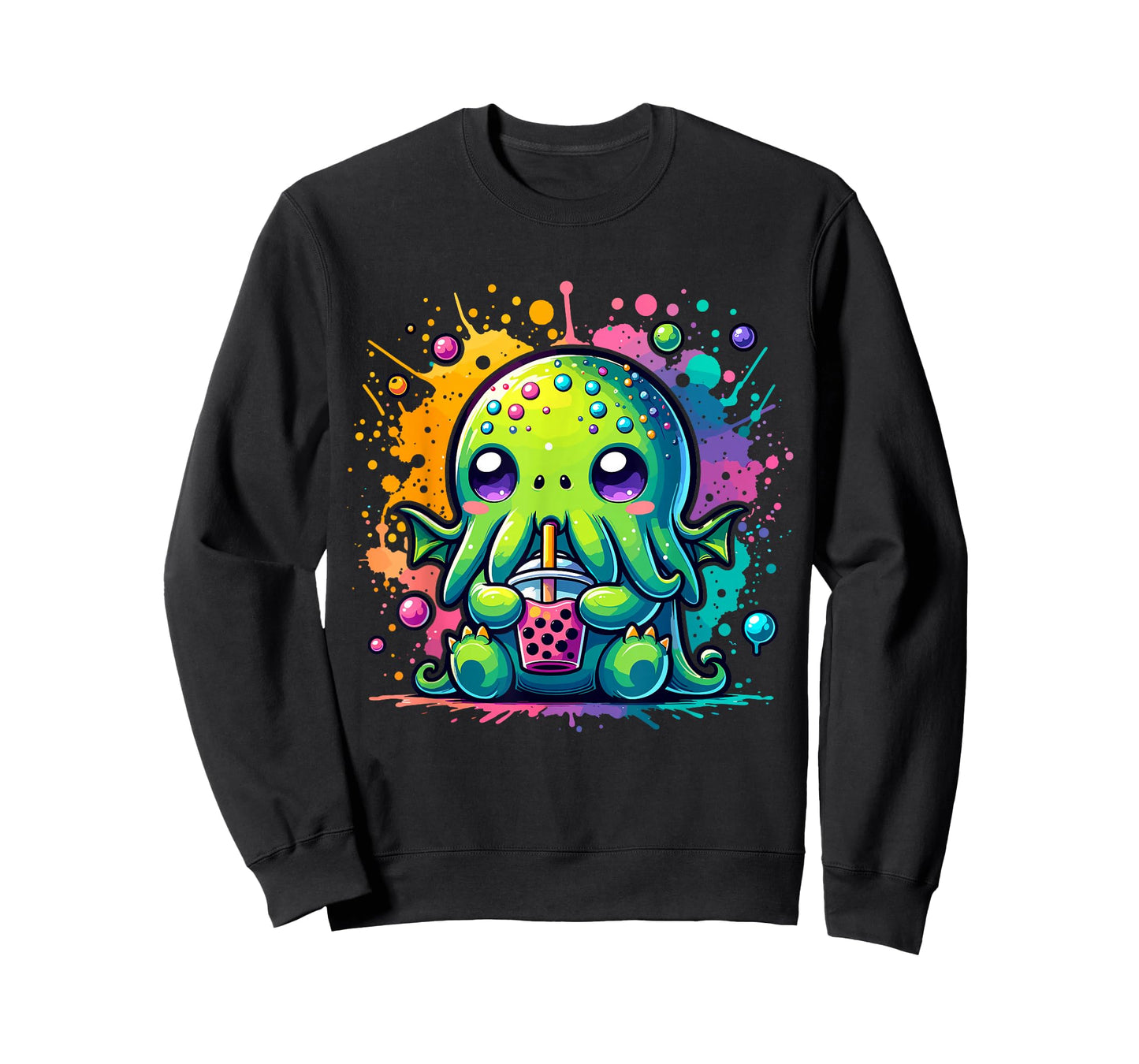Cthulhu Kawaii Anime Alien Bubble Tea T-Shirt