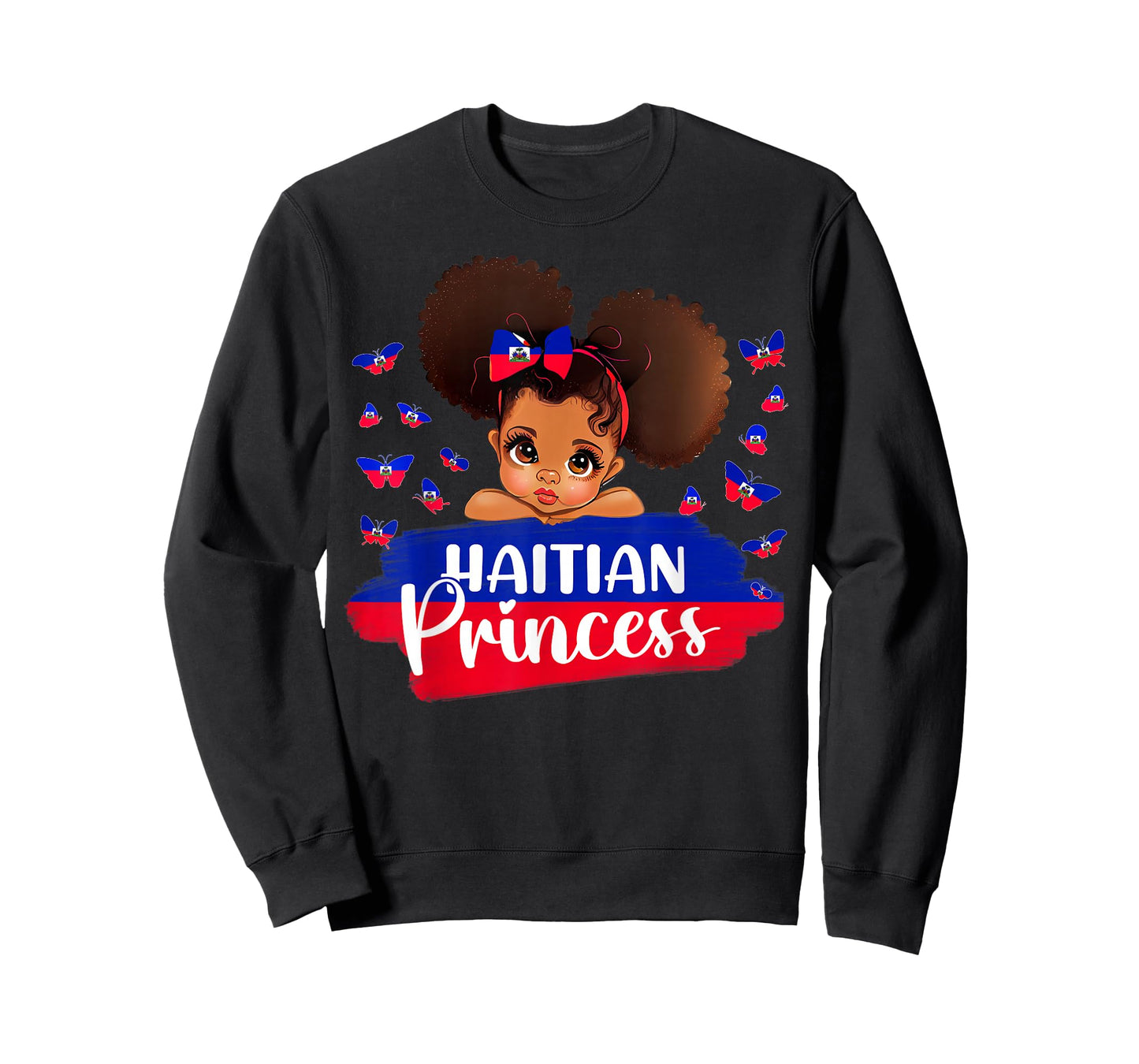 Haitian Princess Haiti Flag Melanin for Black Girls Kids T-Shirt