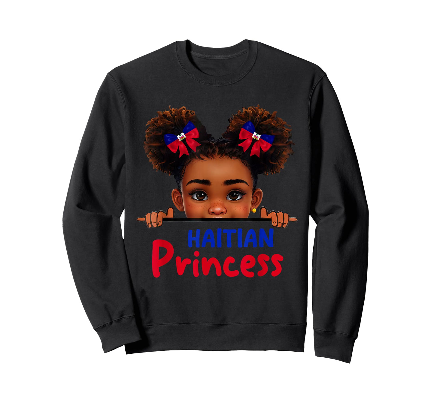 Cute Melanin Haitian Princess Haiti Flag for Girls Kids T-Shirt