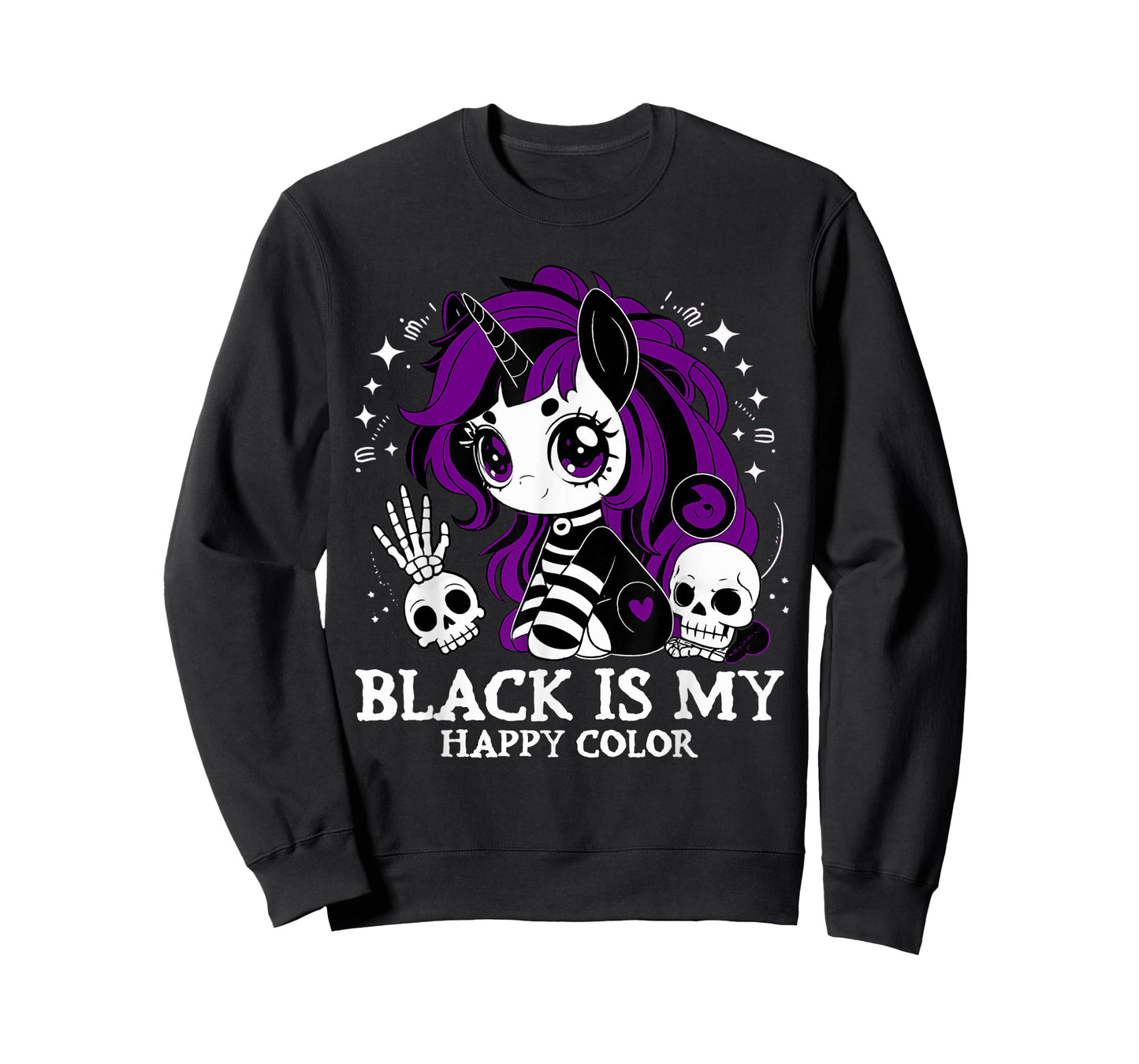 Black is My Happy Color Gothic Unicorn Emo T-Shirt