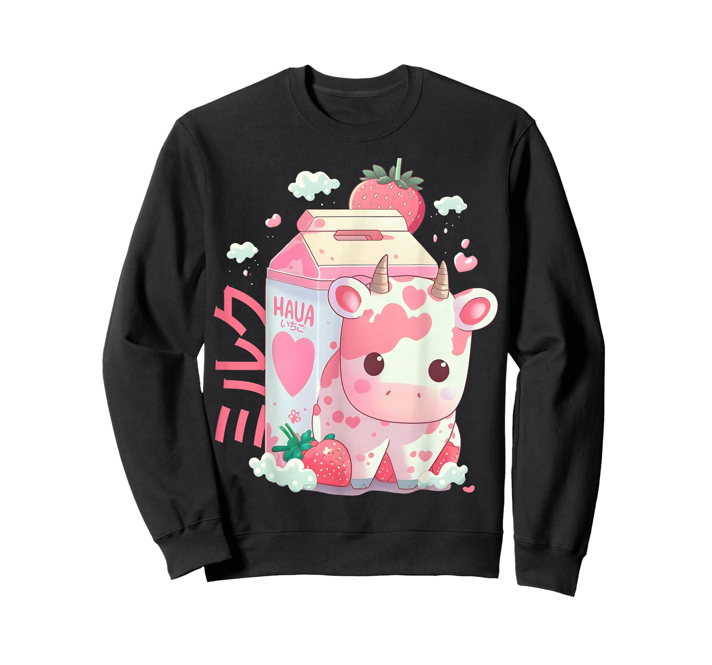 Strawberry Milk Milkshake Cow Carton Cute Kawaii Japanese T-Shirt