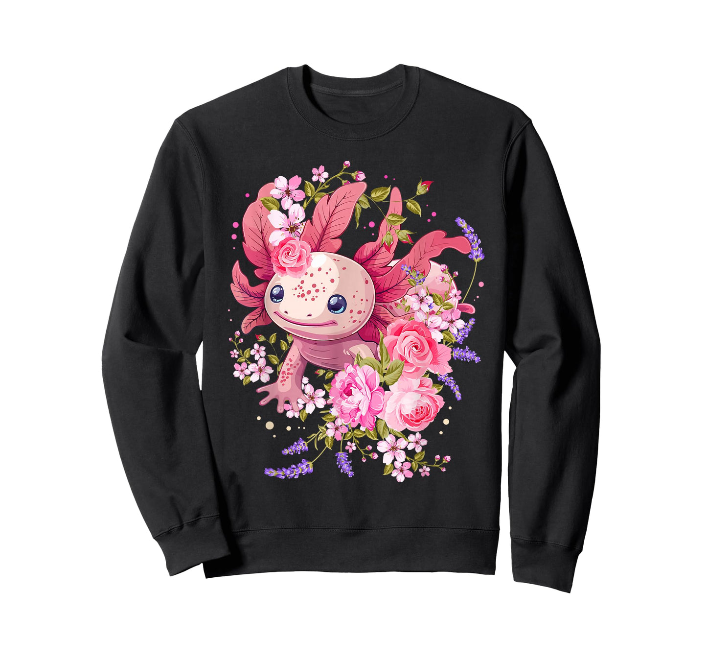 Axolotl Shirts For Girls Women Kids Kawaii Anime Cute Floral T-Shirt