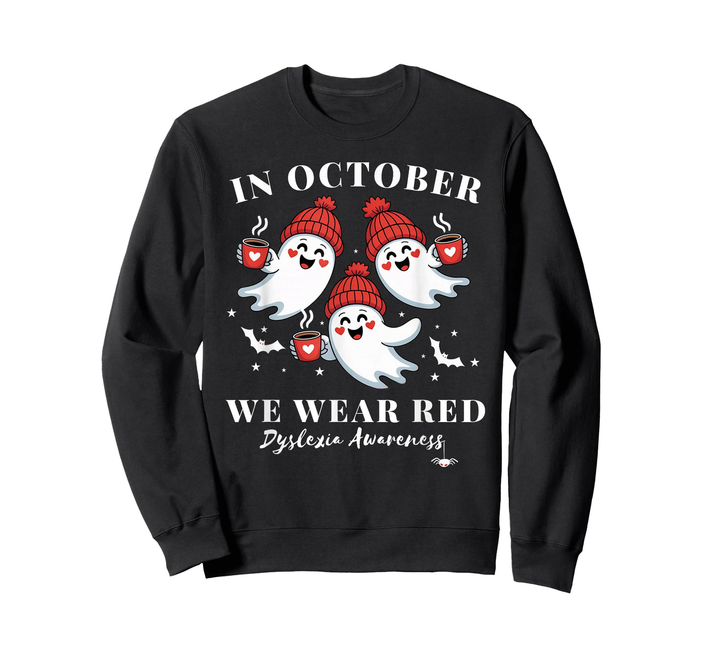 in October we wear red Dyslexia Awareness Halloween Ghost T-Shirt
