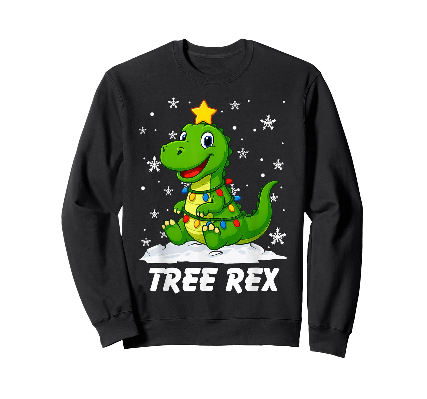 Tree Rex Dinosaur T Rex Christmas Tree Lights Xmas Boys Kids T-Shirt